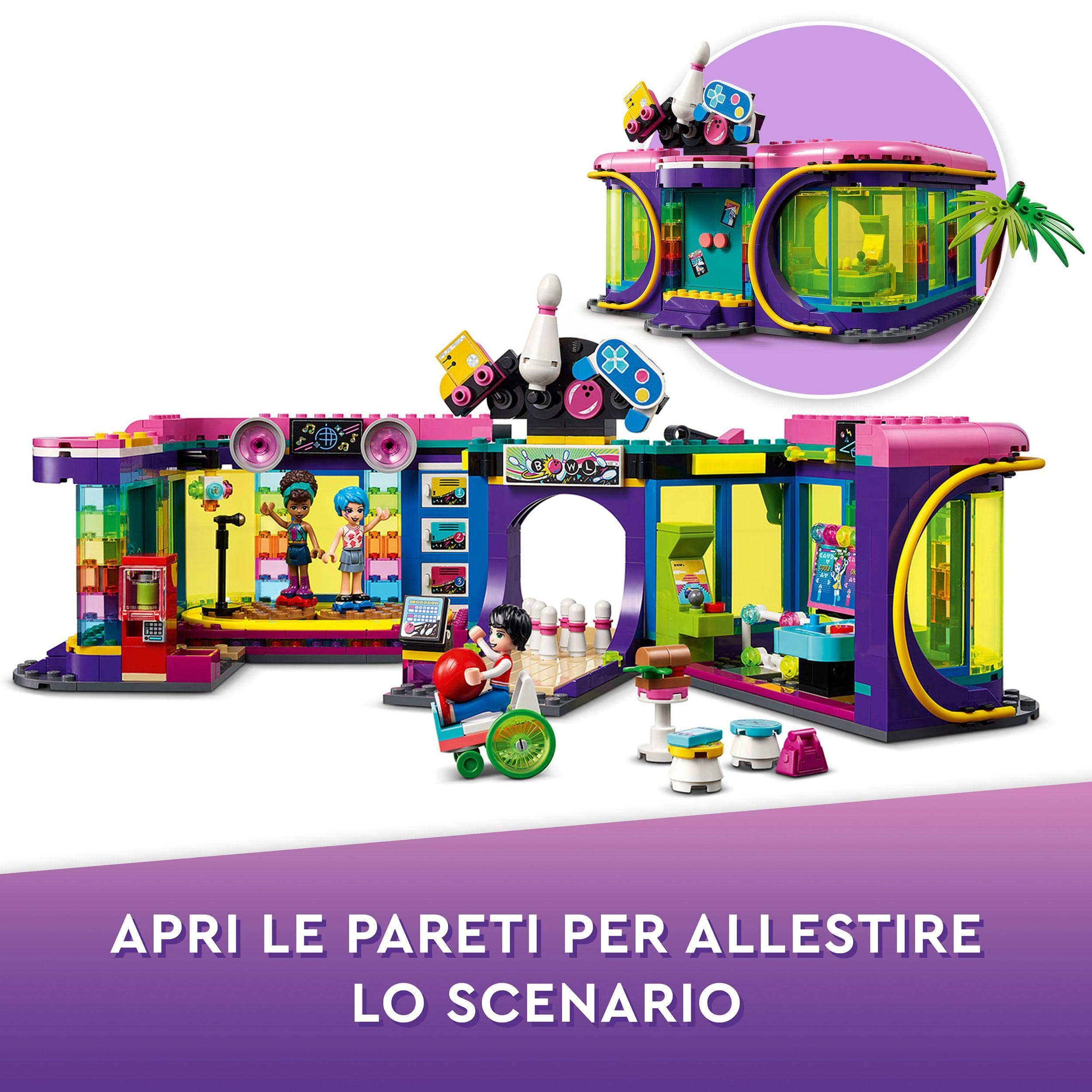 LEGO Friends Arcade Roller Disco, Set Costruzioni Discoteca, Mini Bambolina Andrea, Idea Regalo, Giochi per Bambine e Bambini dai 7 Anni 41708