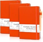 3 Pack Carnets de notes Journaux en vrac avec 3 Stylos noirs, Feela A5 Cahier rigide Classic Lined Journal Set avec porte-stylo pour le travail Note de journaling d'affaires, 120 GSM, 5.1.1x8.3., Marine