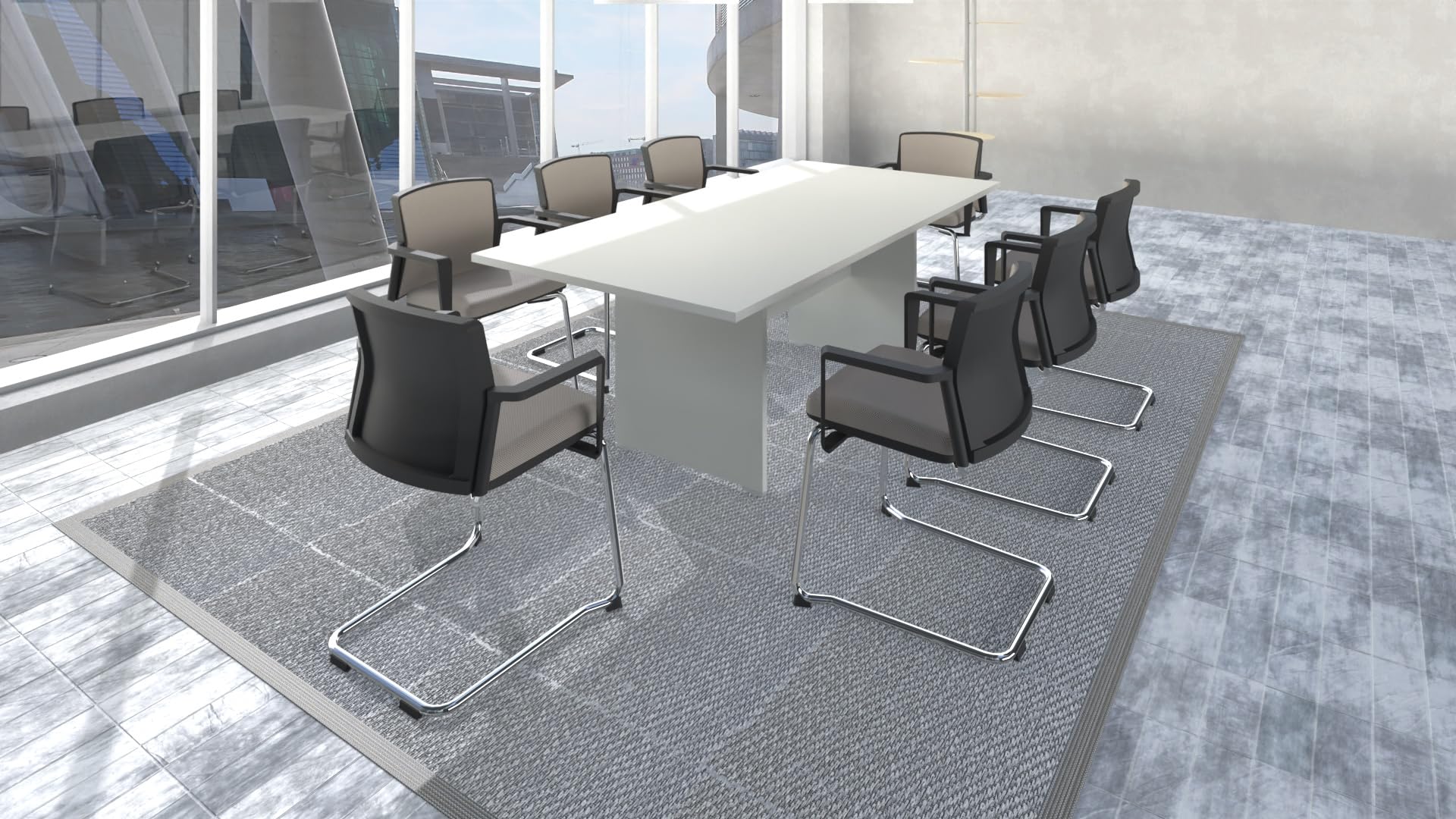 Tavolo Riunioni FBasic In Legno - Rovere Bianco, 210x100x74 Cm