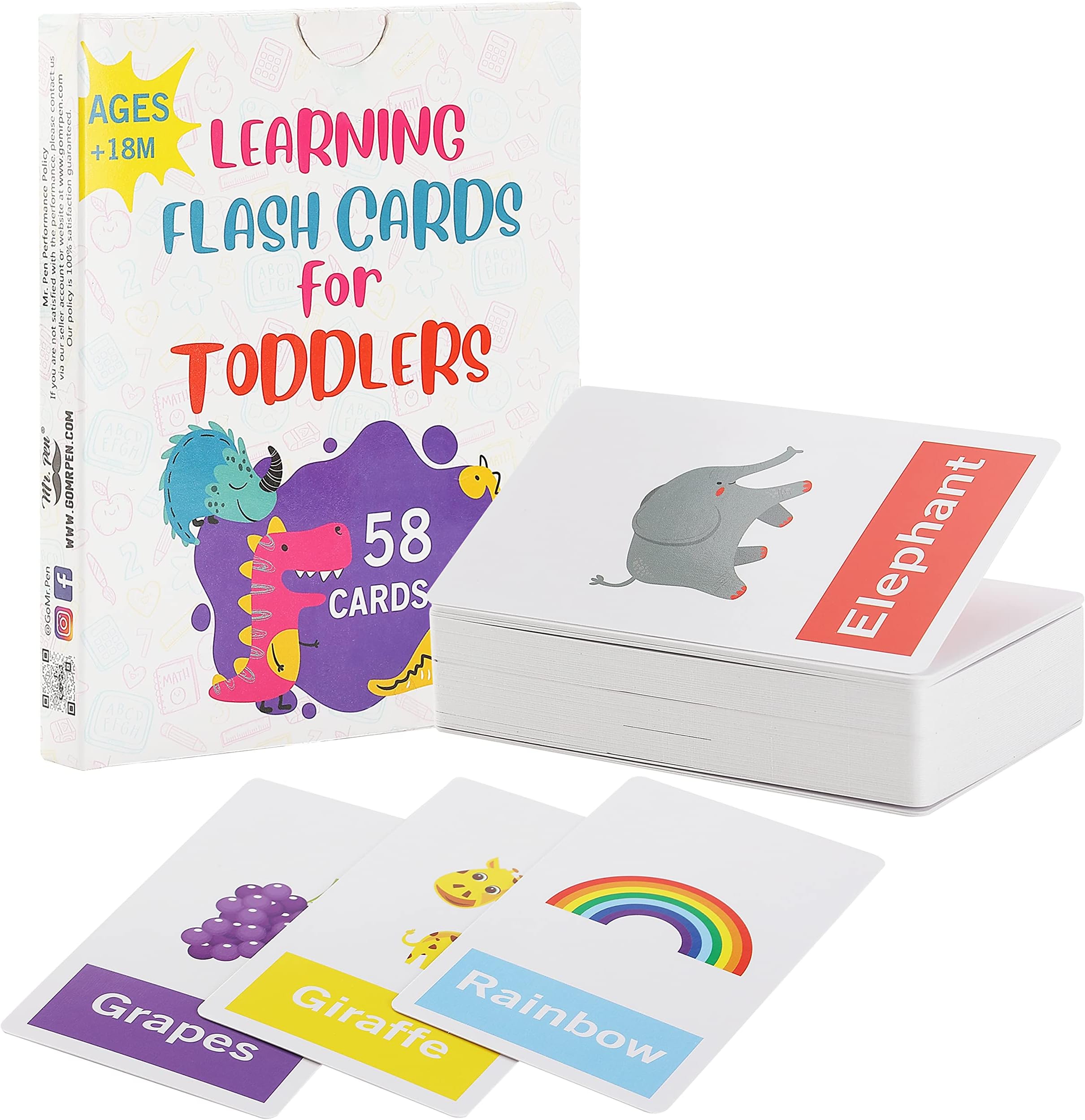 Mr. Pen Alphabet Flash Cards for Toddlers - Double-Sided, 58 Picture Cards, ABC & Number Flash Cards