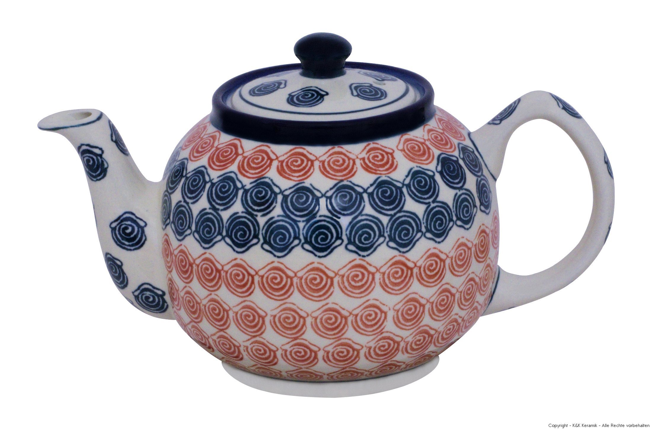 Original Bunzlauer ceramic teapot, 1.0 litres, original Bunzlauer ceramic in decor 943a