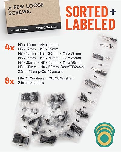 Miniatura 6 de ECHOGEAR Paquete de accesorios de montaje universal para TV – Kit de montaje de accesorios de repuesto para televisores de hasta 80 pulgadas –