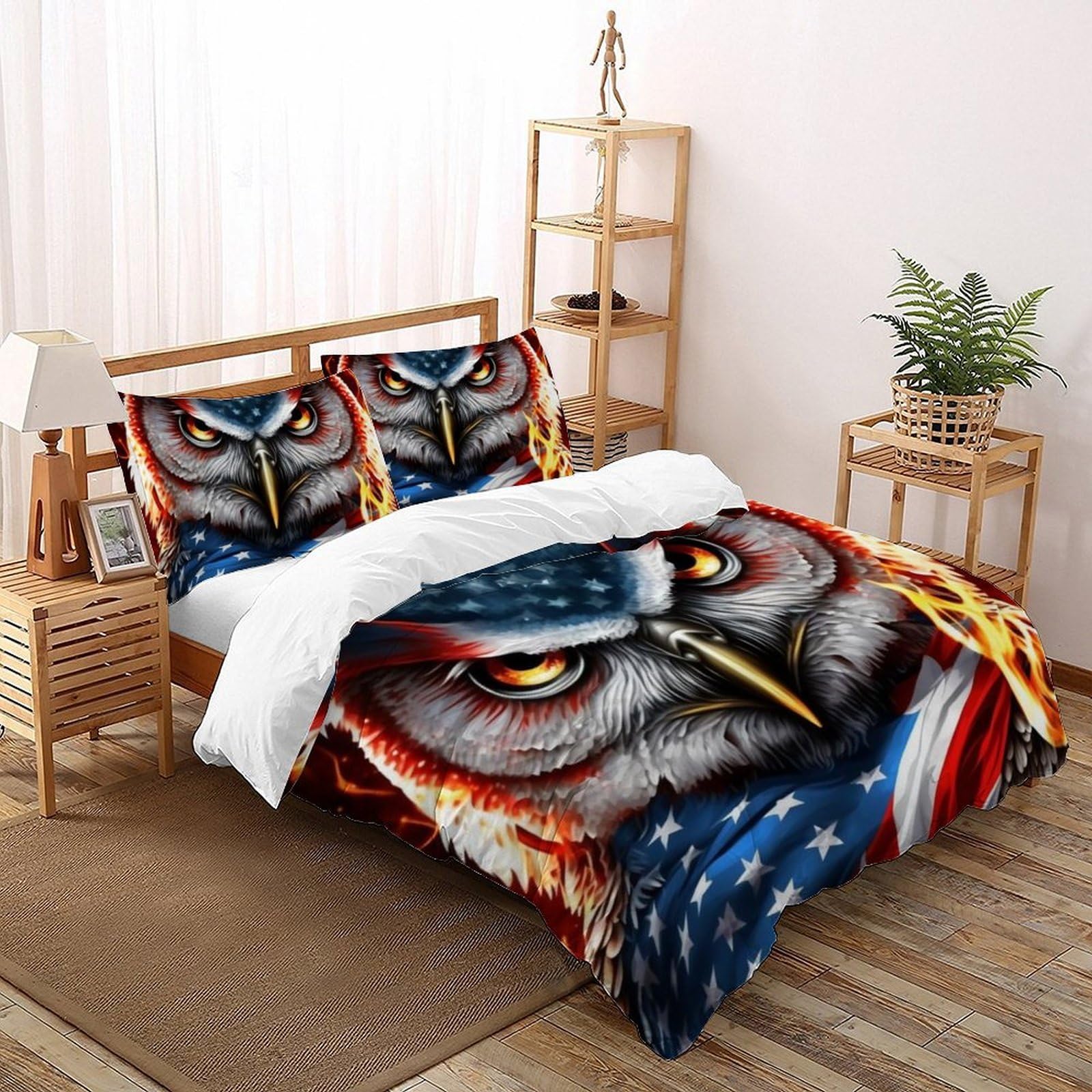 Housse de couette 220x240cm avec 2 taies d'oreiller lit king en microfibre zippée