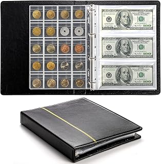 Jucoan Coin Collection Album, 310 Pockets Coin and Currency Collecting Album, 60 Pockets Paper Money Stamp + 250 Pockets Coin Holder Books, Coin Collecting Supplies for Collectors