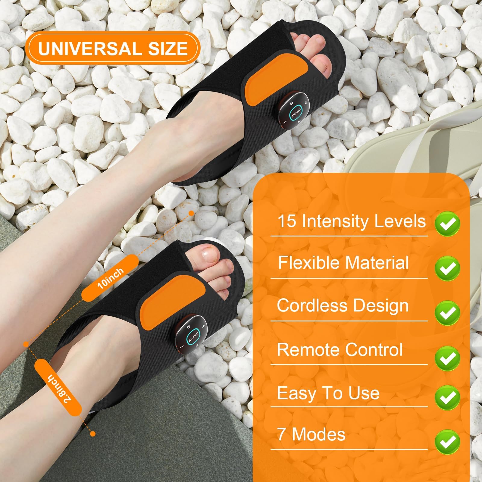 EMS Fußmassager Schuhe, Geschenke für Männer - Neue Upgrade Fußmassager für Schmerzen und Kreislauf, tragbare Beine und Füße Massager Pad mit Fernbedienung, 7 Modi Massage Pantoffeln (1 Paar)