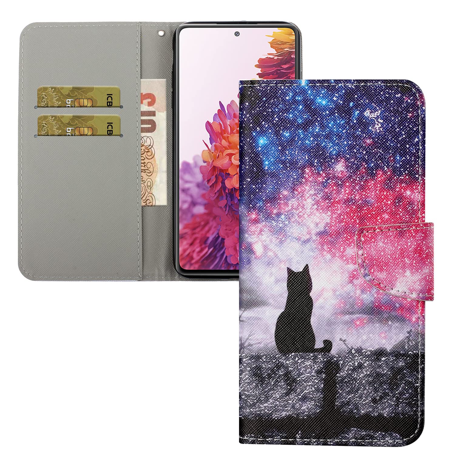 LEMAXELERS Handyhülle Für Redmi Note 14 Pro Plus – Flip Case Mit Kartenfächern, Schädel-Feuer-Motiv, Ständerfunktion