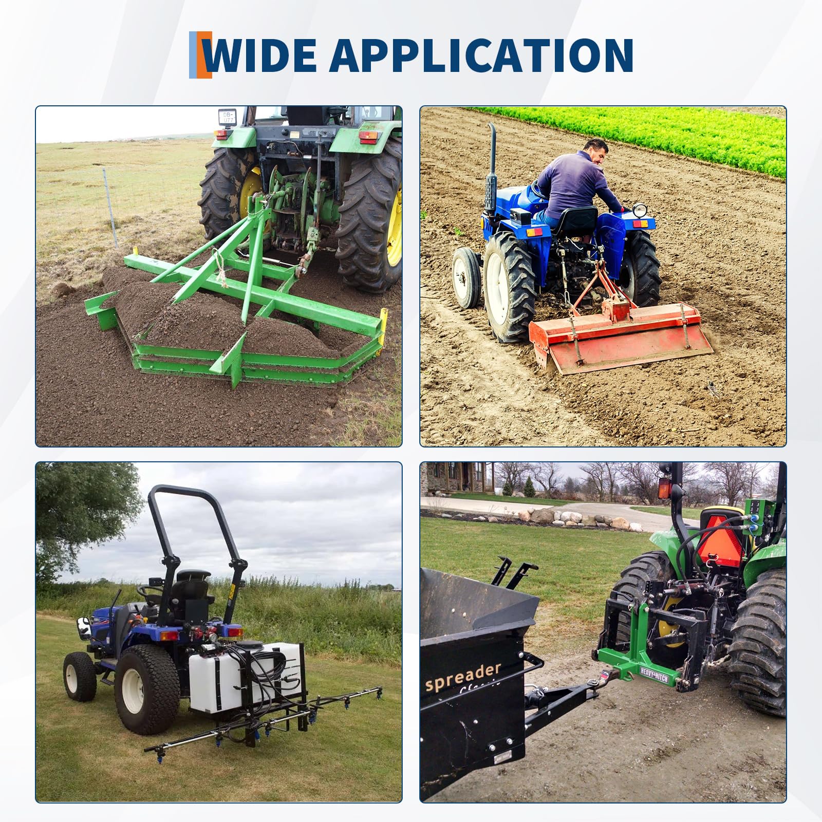 Garvee Enganche de 3 puntos resistente para tractor, receptor de 2 pulgadas, con bola y gancho, compatible con Kubota BX/LM25h/WLM, montaje rápido, negro, triángulo de agujero distintivo, gancho bola