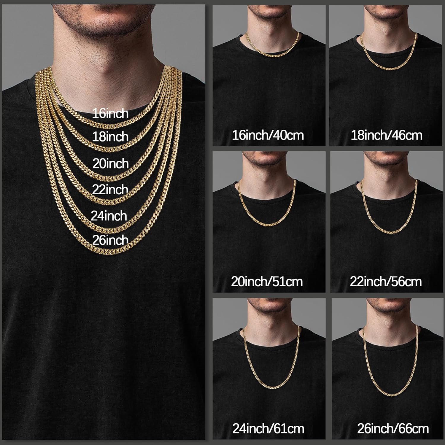 3.5mm 4mm 5mm 14k Gold Plated S925 Sterling Silver Chain Necklace for Men Women, Mens Diamond Cut Cuban Chain, Sturdy & Shiny & Not Easy to Fade & Comfortable 16 18 20 22 24 26 Inch - Image 5