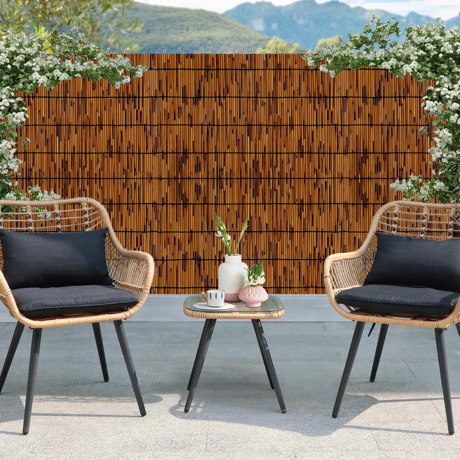 TENTONUP Natural Bamboo Reed Fence, 4FT x 16.4FT,Bamboo Privacy Screen for Garden, Decorative Fence for Outdoor Privacy Screening, Sun Blocking,