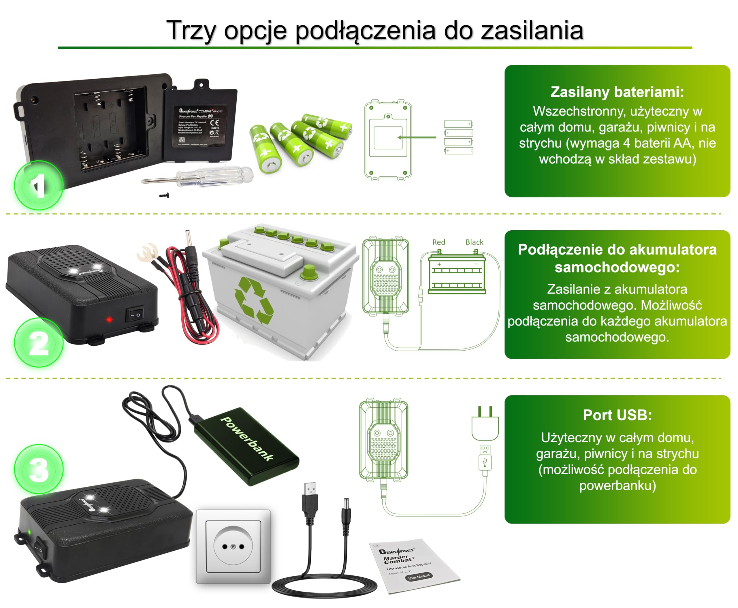 GF-JC-77 GF-JC-77 2 x GF-JC-77 ochrona przed kunami i kunami, ultradźwiękowy odstraszacz kun, odstraszacz kun, do domu, ogrodu, 2 szt