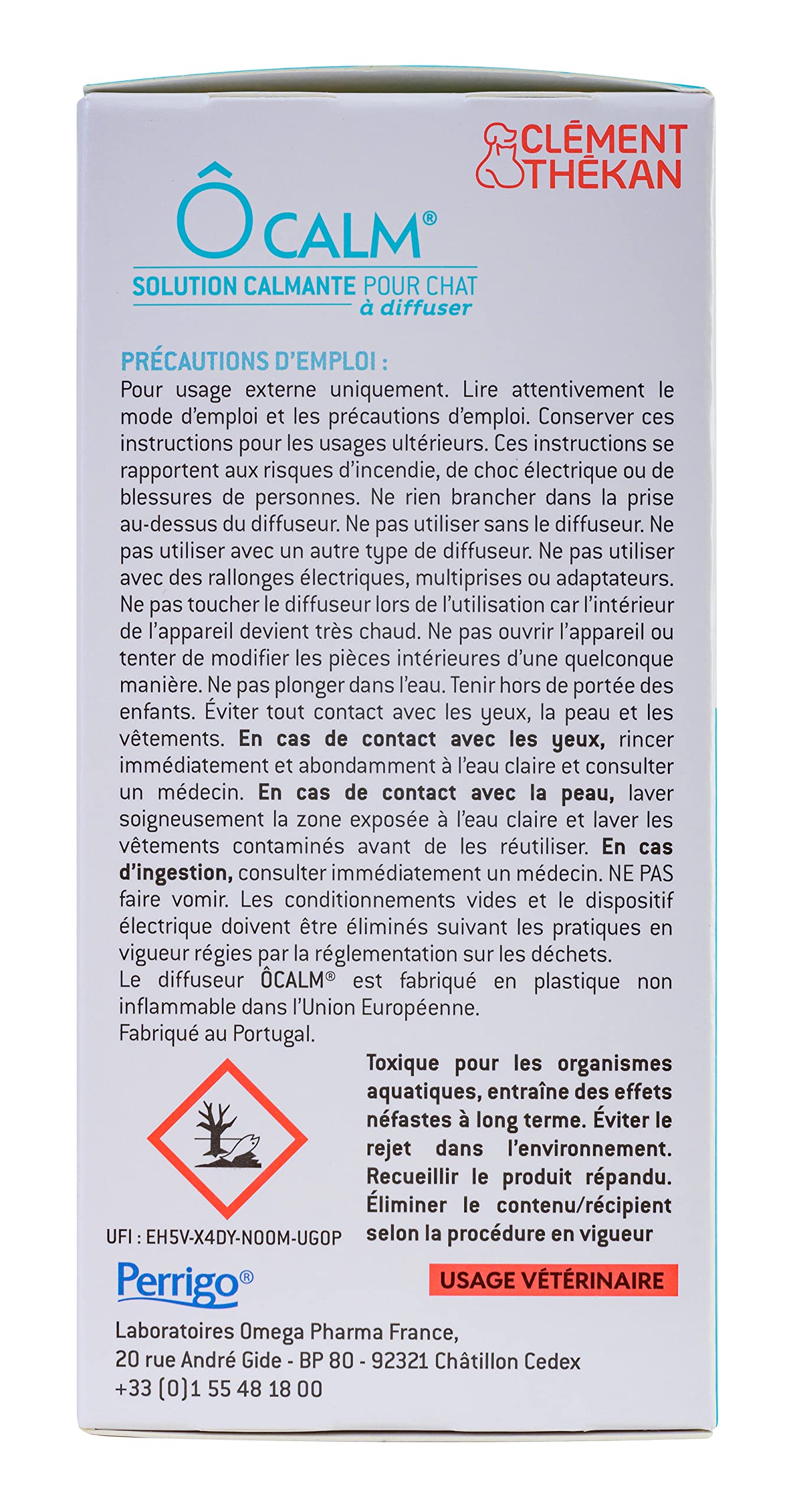 Clément Thékan - Ã”Calm - Solution Calmante pour Chat Ã€ Diffuser - Anti-Stress Chat - Diffuseur + Flacon Recharge 48 ML