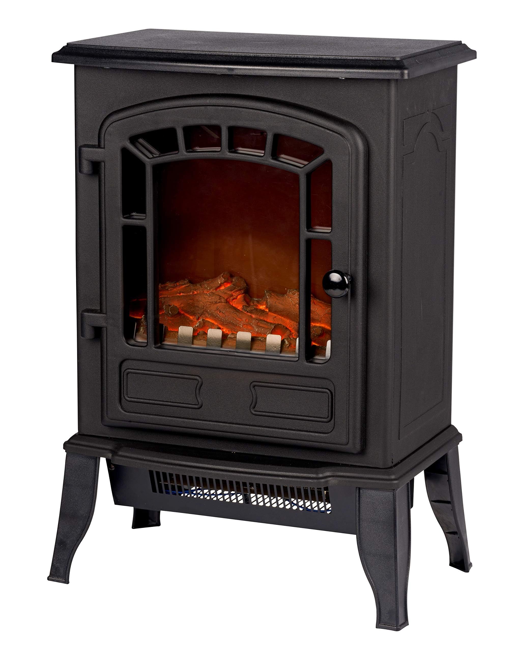 Torino Camineo Elettrico - Caminetto Elettrico con Riscaldamento, Pannello di Controllo e Timer - Stufa Elettrica con Fiamme LED - 2000W - Libera Installazione - Nero