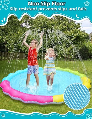 Miniatura 2 de Jasonwell Alfombrilla de salpicaduras para niños, tapete de juego para salpicaduras, juguetes de agua al aire libre, almohadilla inflable para