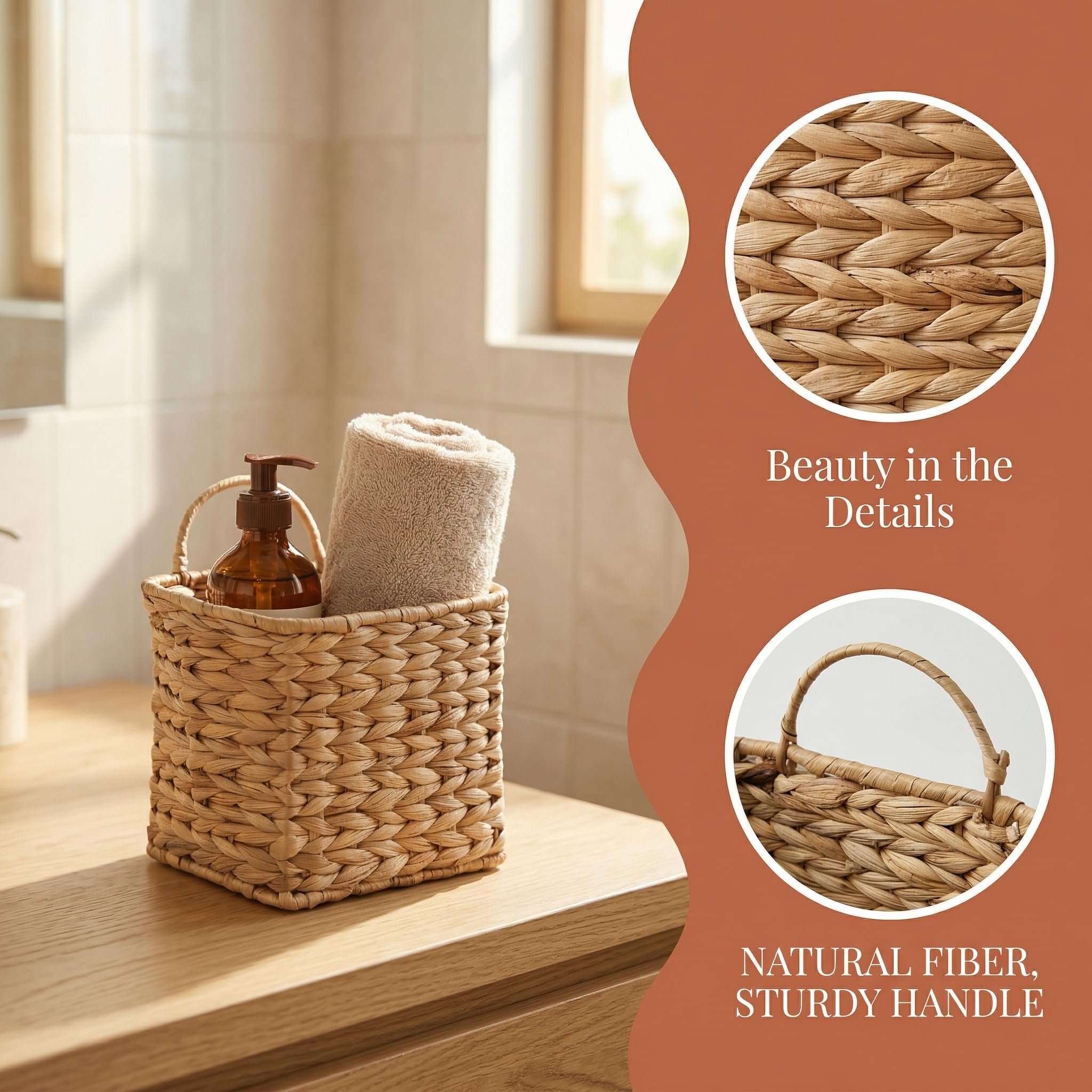 Panier Suspendu, Panier Osier Rangement Mural pour Porte, Cuisine, Salle de Bains et Salon, Rangement Pomme de Terre et Fruits, Décoration de Mariage Style Bohème, Rangement Maison, Lot de 2