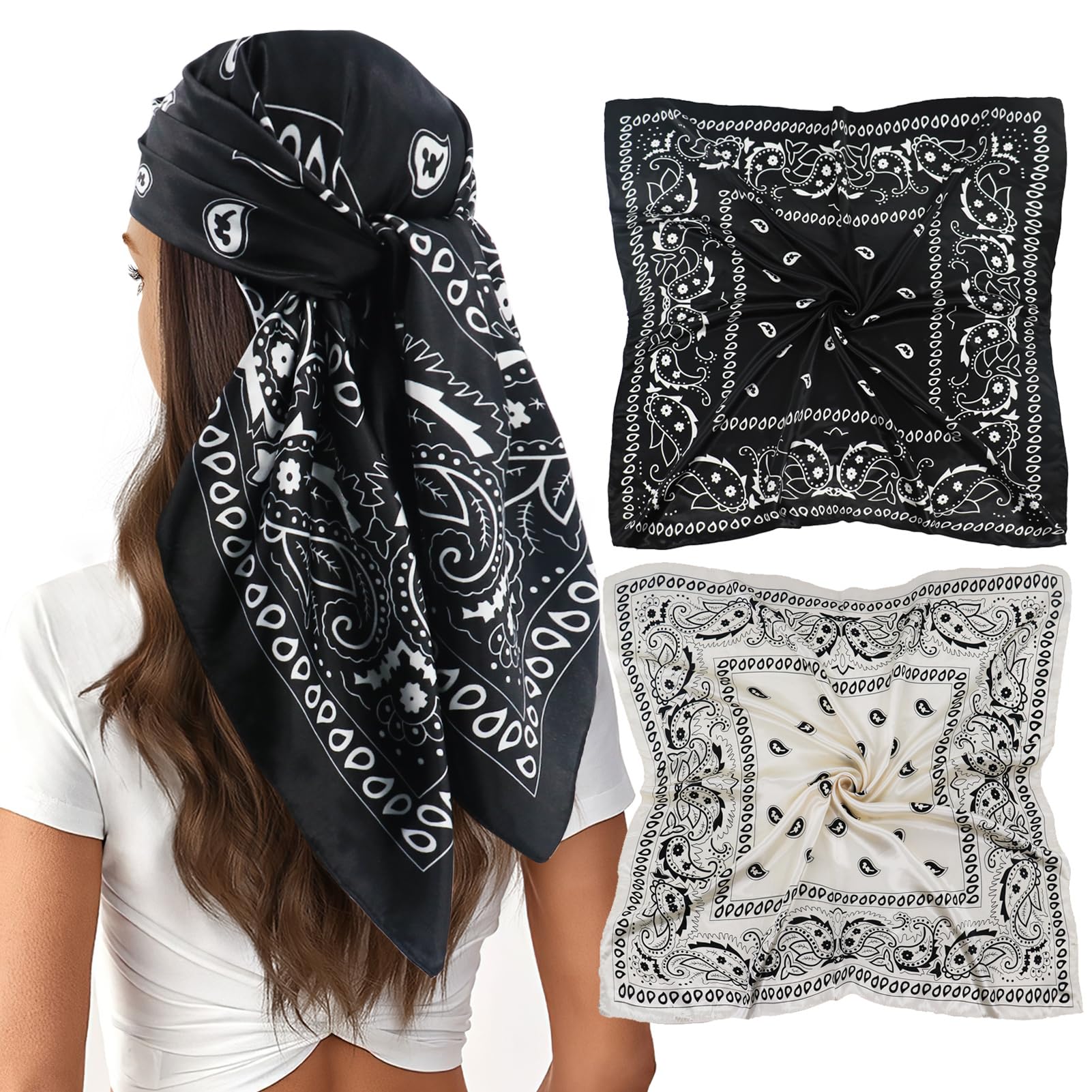 vimate Kopftuch für Frauen-35“ Quadrat Seide Gefühl Satin Schal Seidentuch für Haar Wrapping und Schlafen in der Nacht