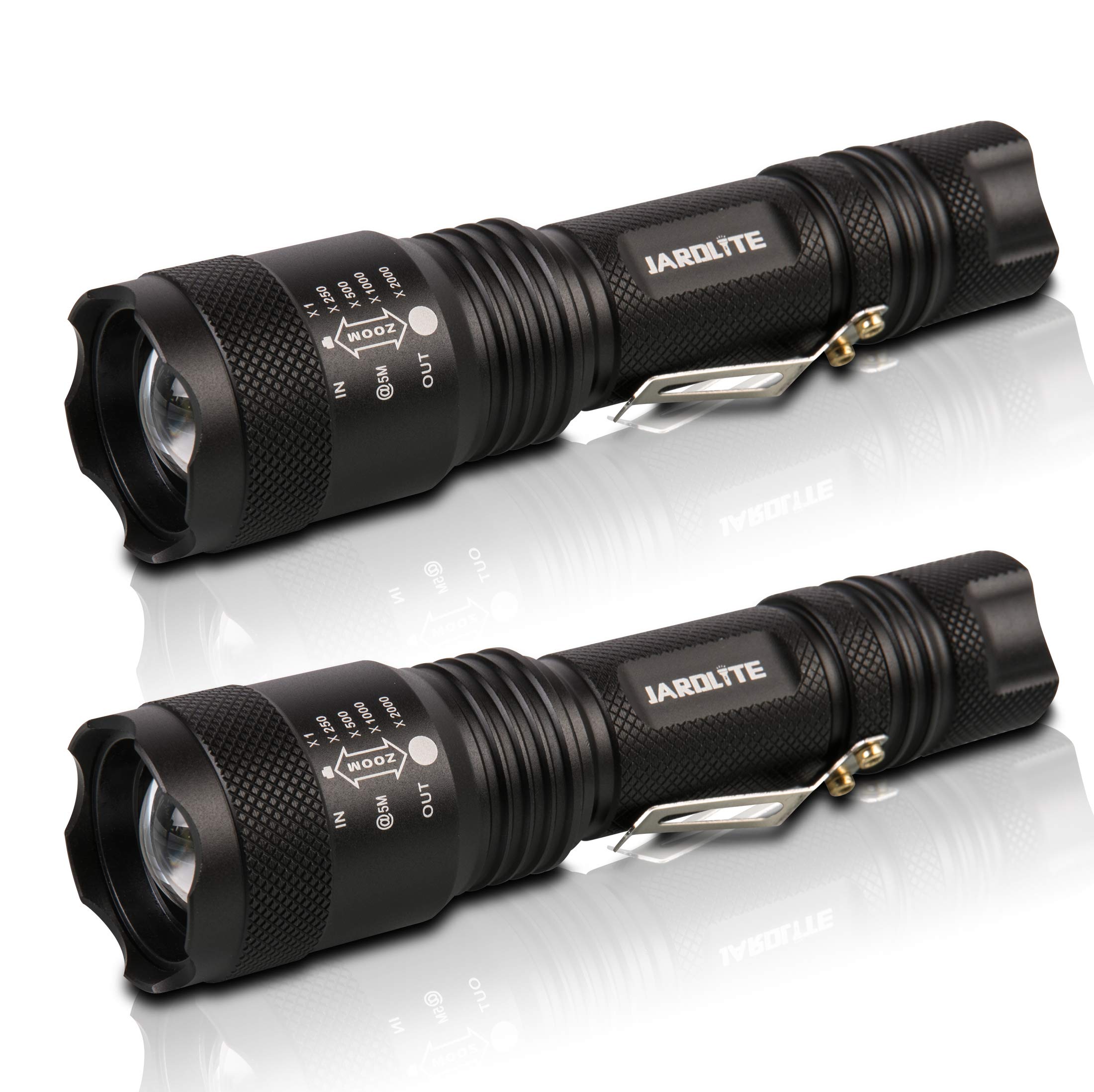 LED Tactical Flashlight 2 Pack Super Bright Handheld Light Adjustable Focus Water Resistant Torch Flashlight for Camping Hiking Emergency (L1200)