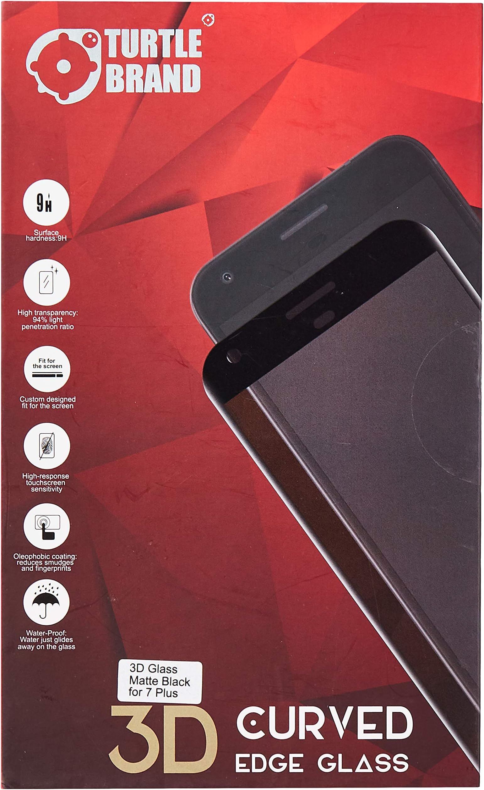Turtle Brand TB-I7P-M/BK Screen Guard for iPhone 7 Plus - 3D Carbon Fiber - Matte Black