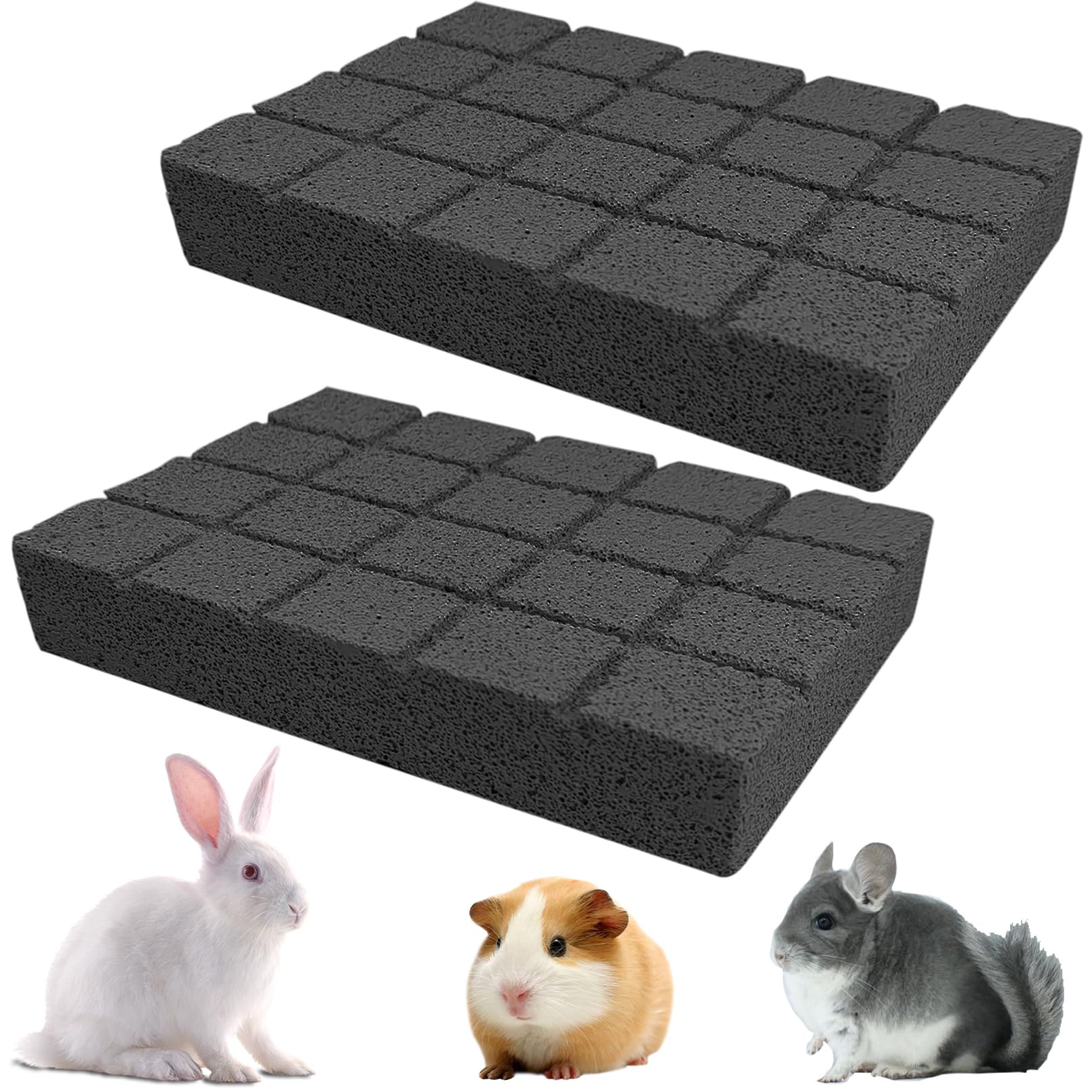Hamiledyi 2PCS Rabbit Scratching Pads Bunny Lava Grinding Claw Pads Small Animal Foot Pads Hamster Scratch Board Chew Toys for Gerbil Chinchilla