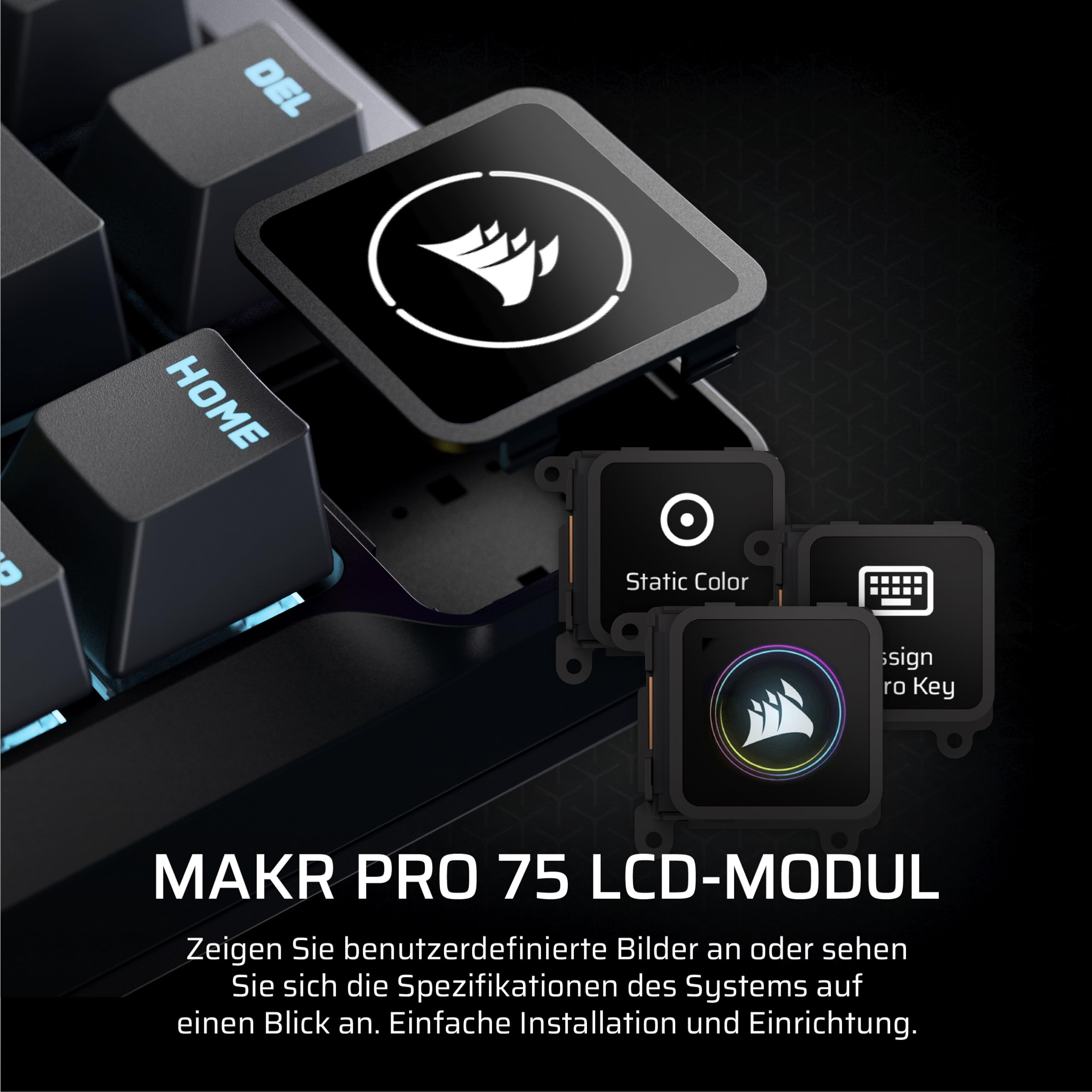 Corsair MAKR PRO 75 Hall Effect Kabelgebundenes Gaming-Tastatur Mechanisch 75% MGX Hyperdrive-Schalter Dual-Auslösung Rapid-Trigger FlashTap SOCD 8000Hz Schwarz
