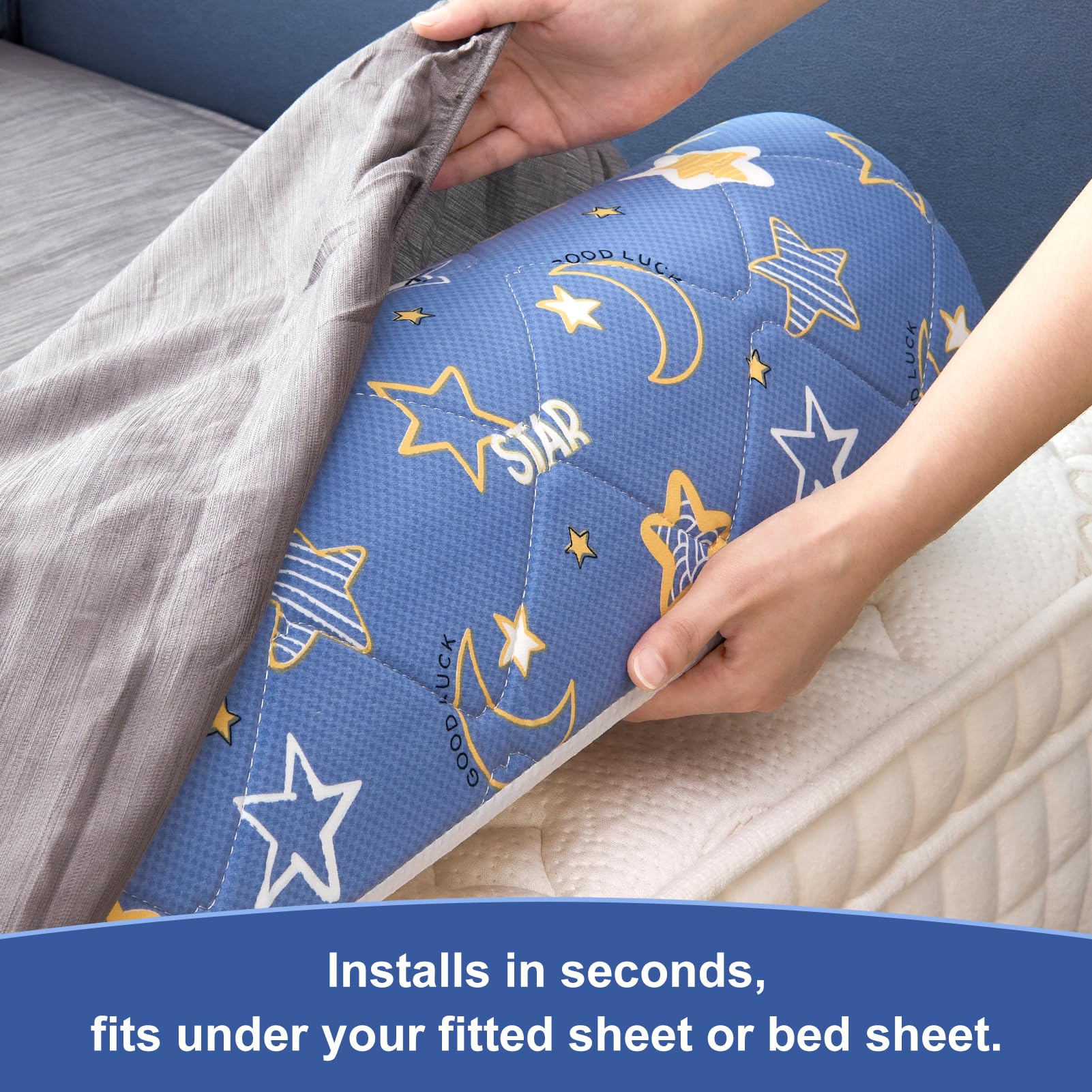 Ceekliybear Protector de cama (paquete de 2) protector de riel de seguridad de espuma con funda antideslizante, hipoalergénica, resistente al agua y lavable, riel de cama para niños, adultos y