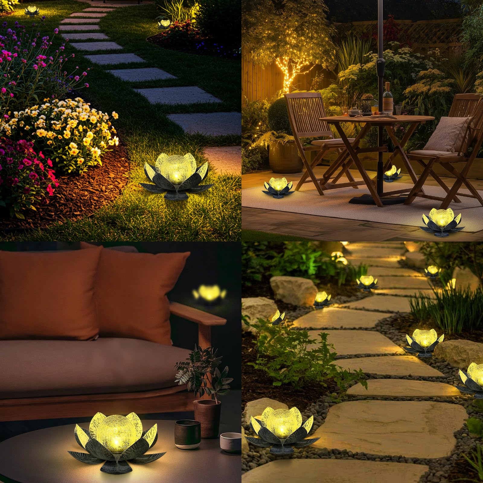 solar lampe outdoor gartendeko,garten deko draußen, Wasserdichte Solar Lotusblüten Lampe gartendeko,Crack Glaskugel Deko solar lampe outdoor,solarleuchten garten für Gärten,Rasen,[Energieklasse A++]