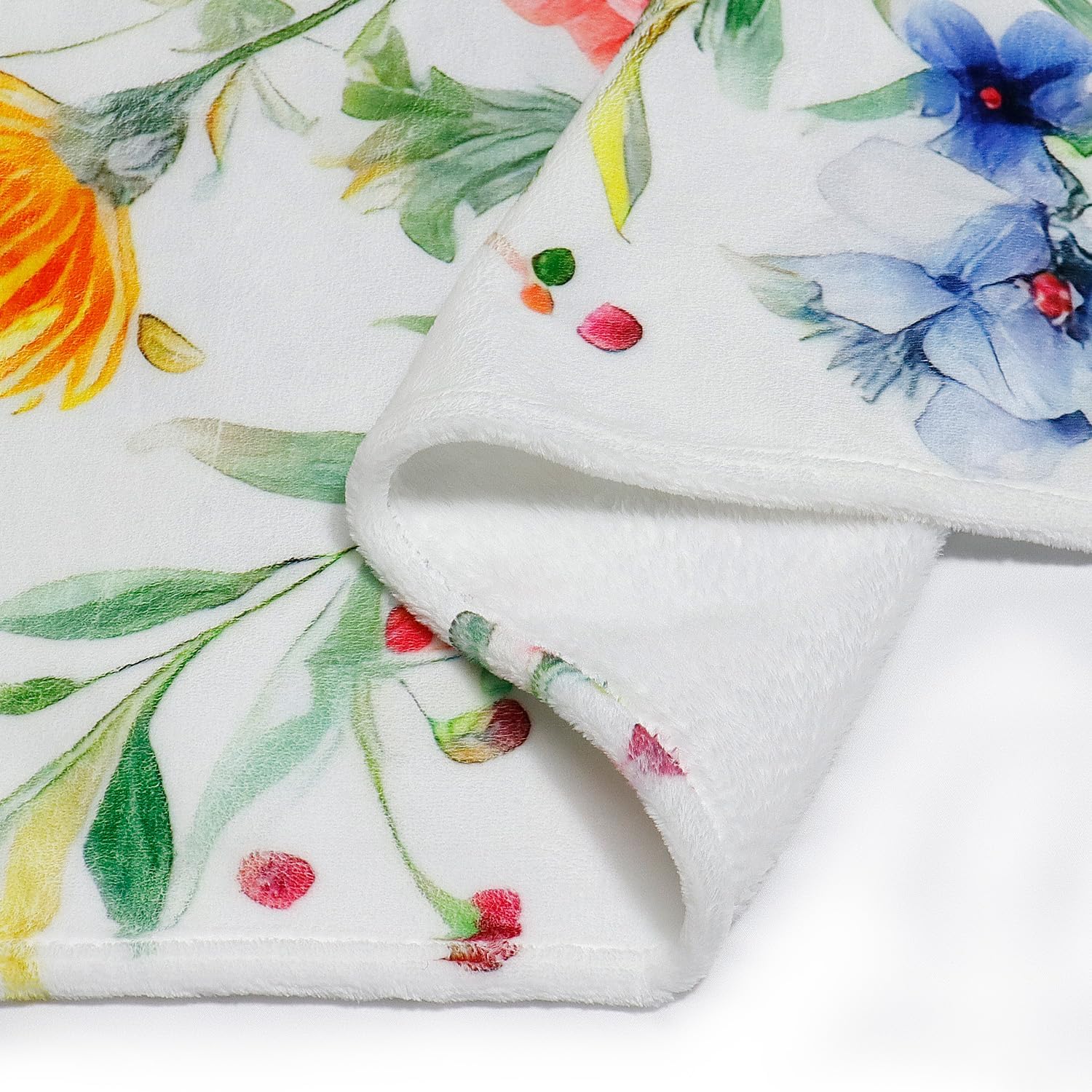 Floral Blanket Vintage Flowers Blankets Butterfly Wildflowers Throw Blanket Soft Cozy Flannel Fleece Throw Blanket Colorful Daisy Plants Bed Blanket for Couch Sofa, 50"×60" - Image 5