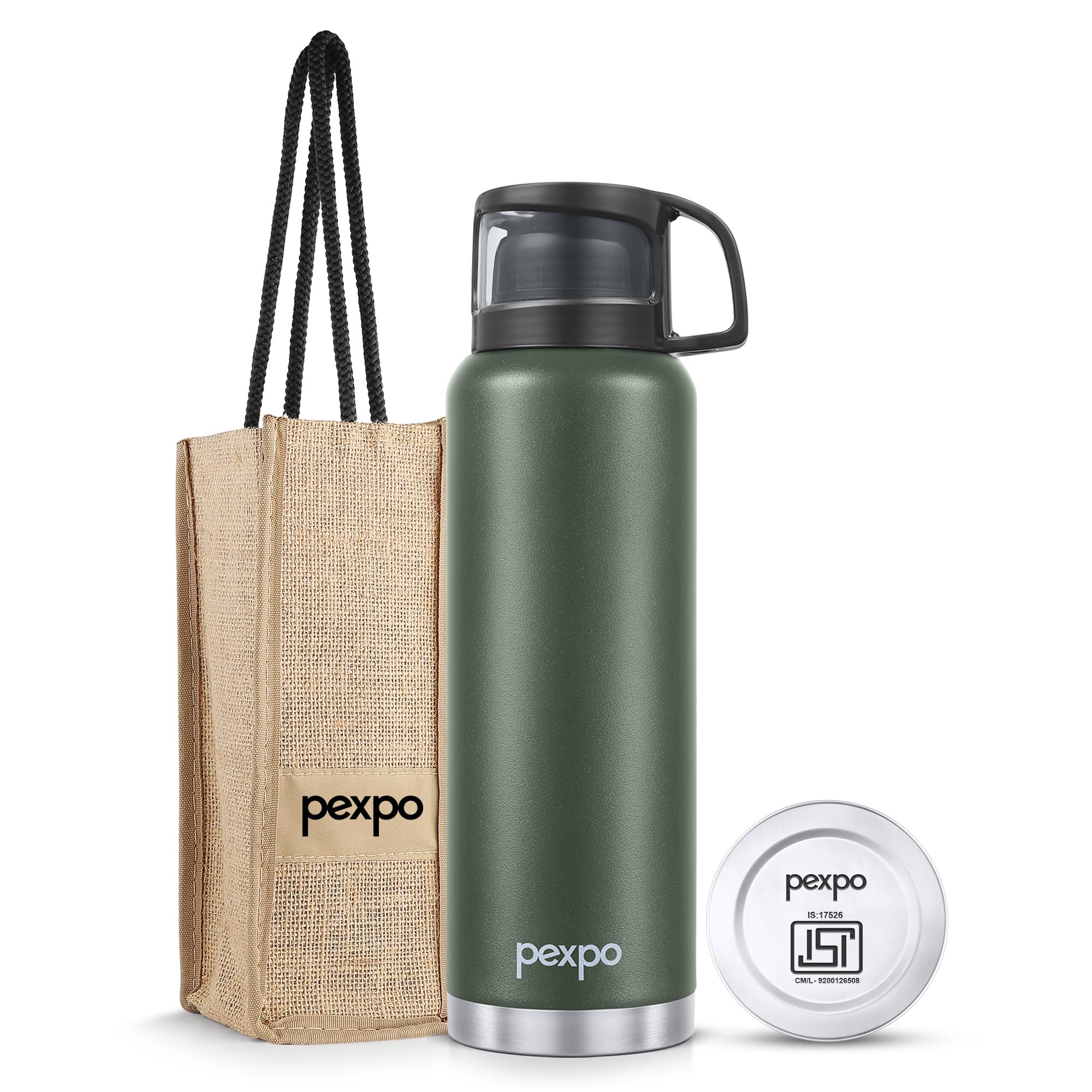 Go24 pexpo Stainless Steel Water Bottle Fererro Military Green 1500ml