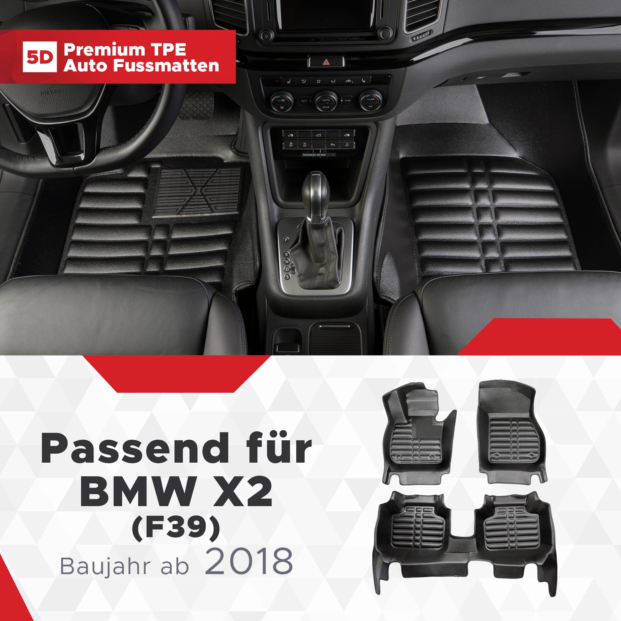 Automatten voor BMW 2-serie F45 Active Tourer, X1 F48 en X2 F39 - 4-de