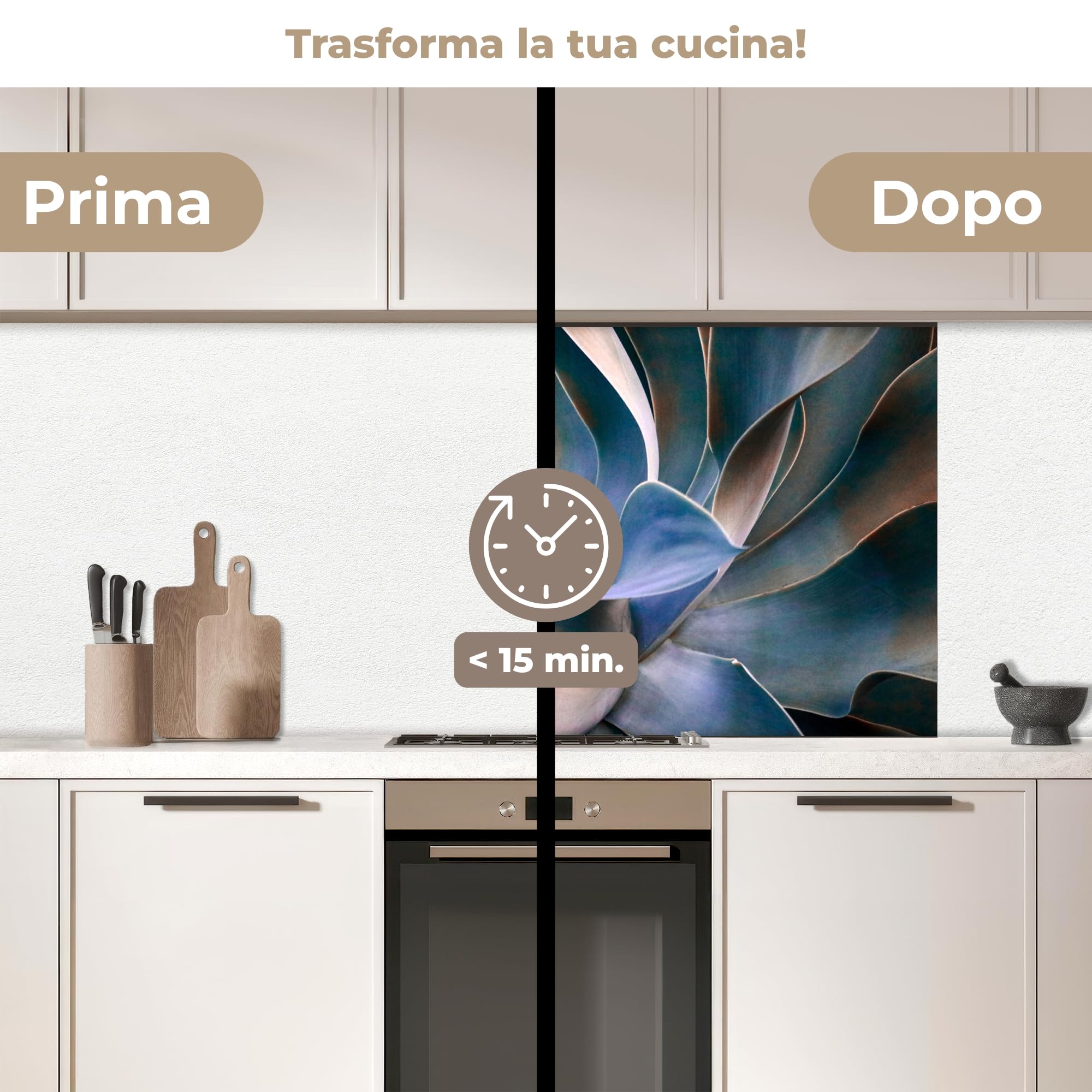 KitchenYeah© Paraschizzi Cucina Adesivo 80x150 cm Pannello Parete per Paraspruzzi Adesivi Muro Foglie - Natura Morta - Blu
