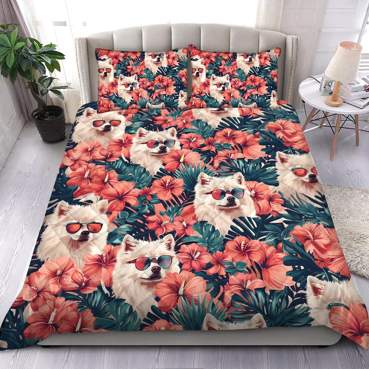 365CUSGIFTS American Eskimo Dogs Comforter Set by Maya