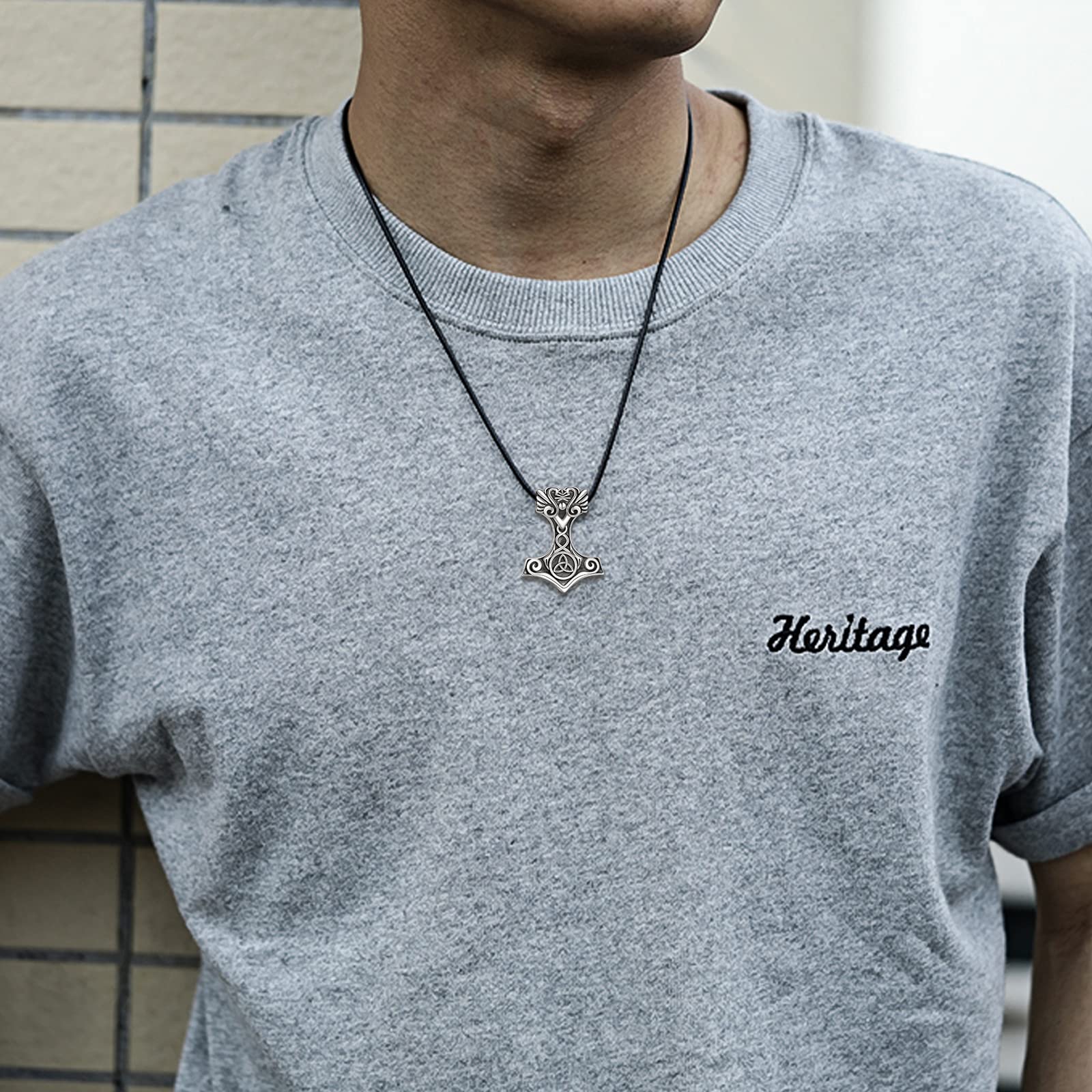 URONE Wikinger Thors Hammer Anhänger Halskette Sterling Silber Keltischer Knoten Mjölnir Nördlich Weihnachten Geburtstag Wikinger Schmuck Geschenk für Männer