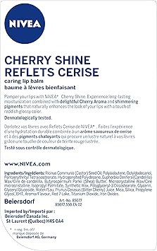 NIVEA Tinted Shimmer Cherry Shine Lip Balm (1 x 4.8g Stick), Fruity Cherry Flavour Lip Balm, Shimmery Red Tinted Lip Balm, 24 Hour Hydration: Amazon.ca: Beauty NIVEA Tinted Shimmer Cherry Shine Lip Balm (1 x 4.8g Stick), Fruity Cherry Flavour Lip Balm, Shimmery Red Tinted Lip Balm, 24 Hour Hydration: Amazon.ca: Beauty