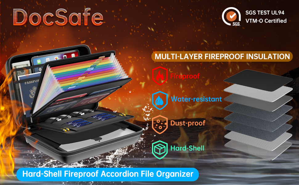 docobuyページ Amazon.com : DocSafe Fireproof File Organizer with Lock, Hard