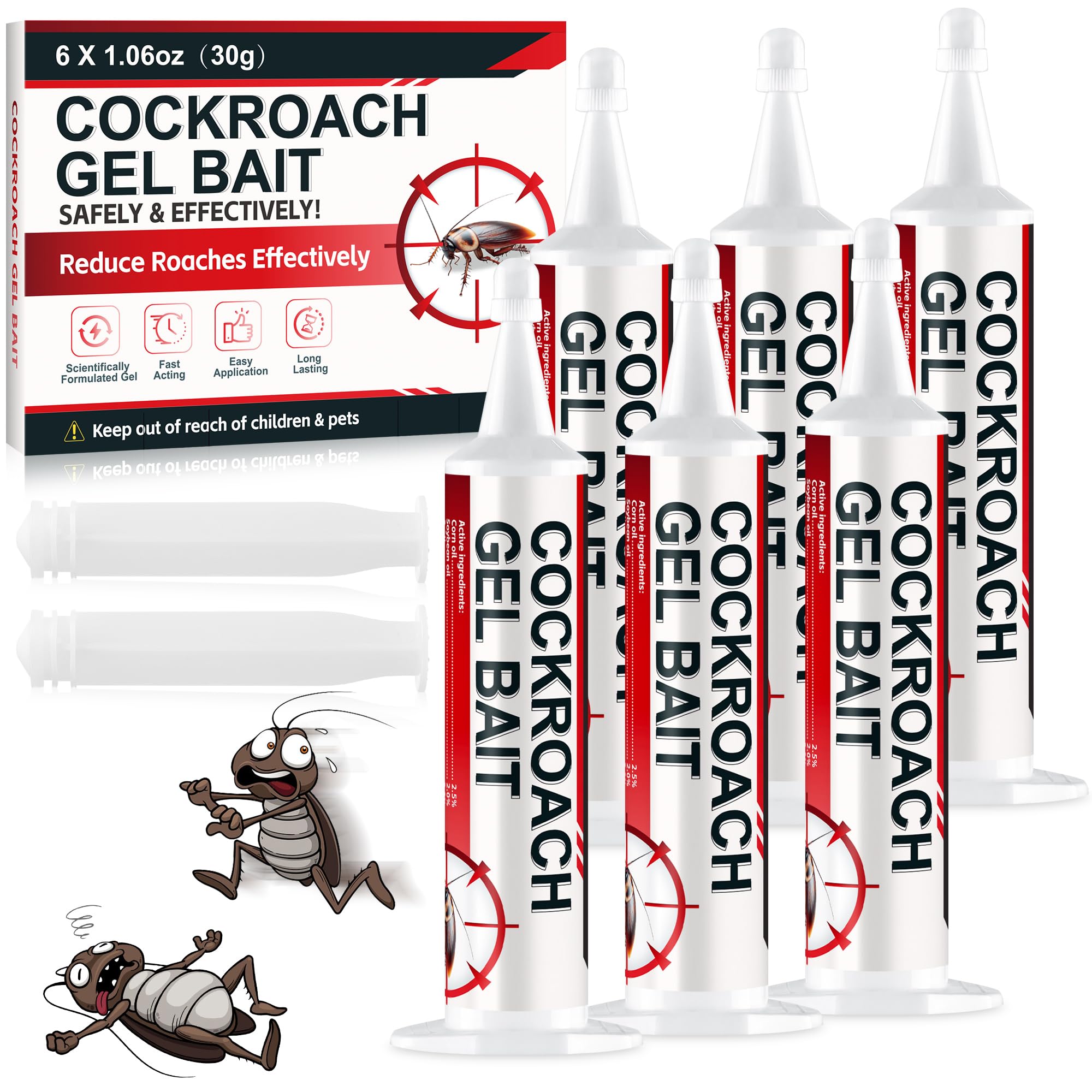 6 Stück 30g Anwendungsfertiges Kakerlaken Fänger Gel für Innen & Außen, Überwachung von Schaben, Sicher für Kinder & Haustiere