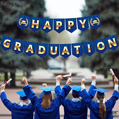Miniatura 3 de KatchOn, Cartel de graduación 2023  Grande, 10 pies, sin bricolaje  Cartel de graduación azul y dorado, decoraciones de fiesta de graduación de la