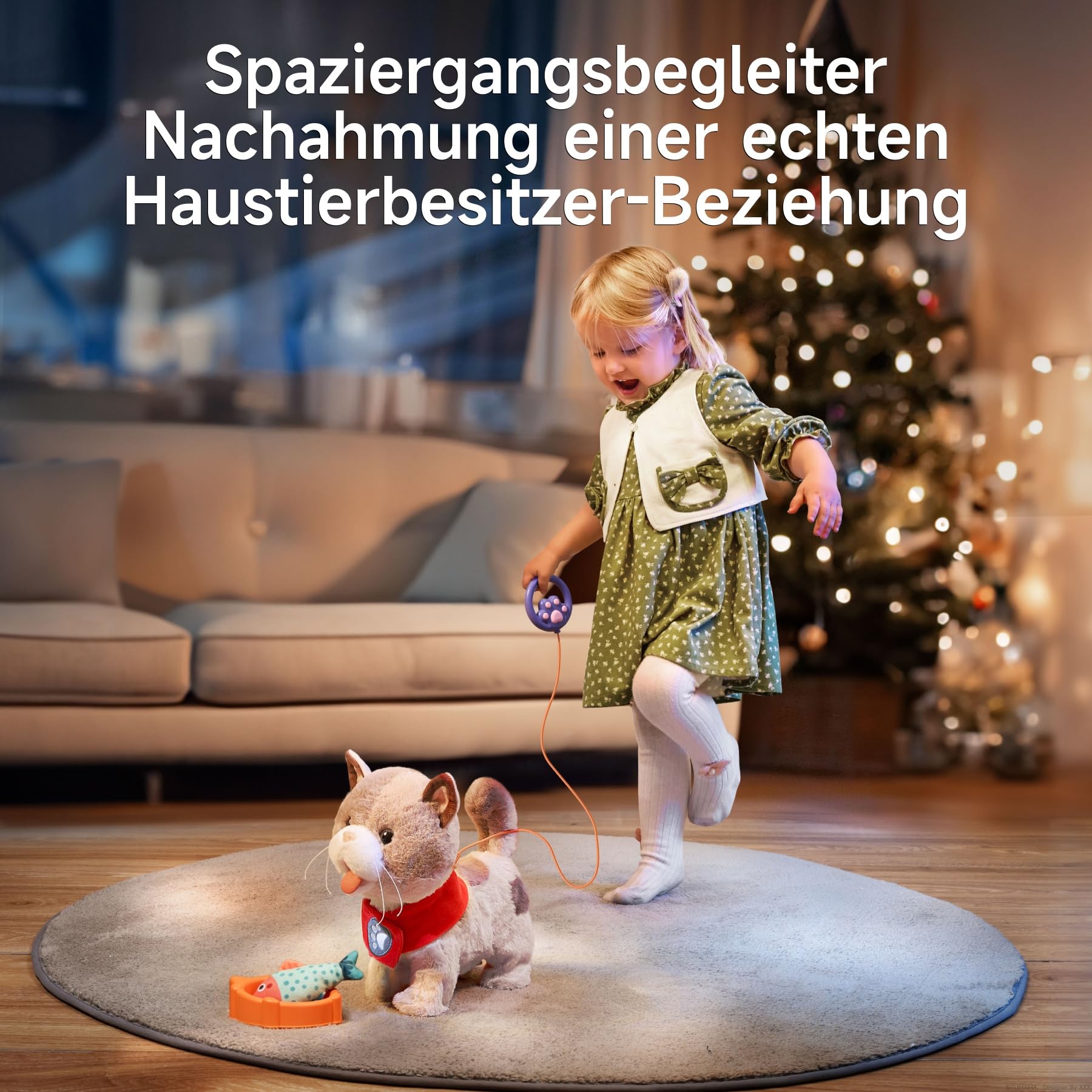 TUMAMA KIDS Elektronische Haustiere, Katze Spielzeug Kinder, Roboter Kuscheltier Plüschtiere Katze, Spazierengehen, Singen, Zunge lecken, Leine fernsteuern, Spielzeug ab 3 jahr, Geschenk Mädchen Junge