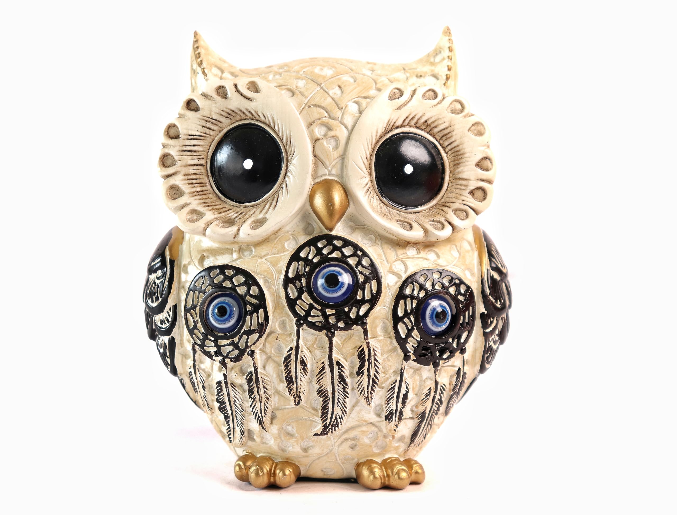 Owl Statue for Good Luck II Aesthetic Resin Owl Art Figure Showpiece II 3.5 Inch II Feng Shui & Vastu II Evil Eye II Showpiece for Home Decor II II (4 INCH, 1)