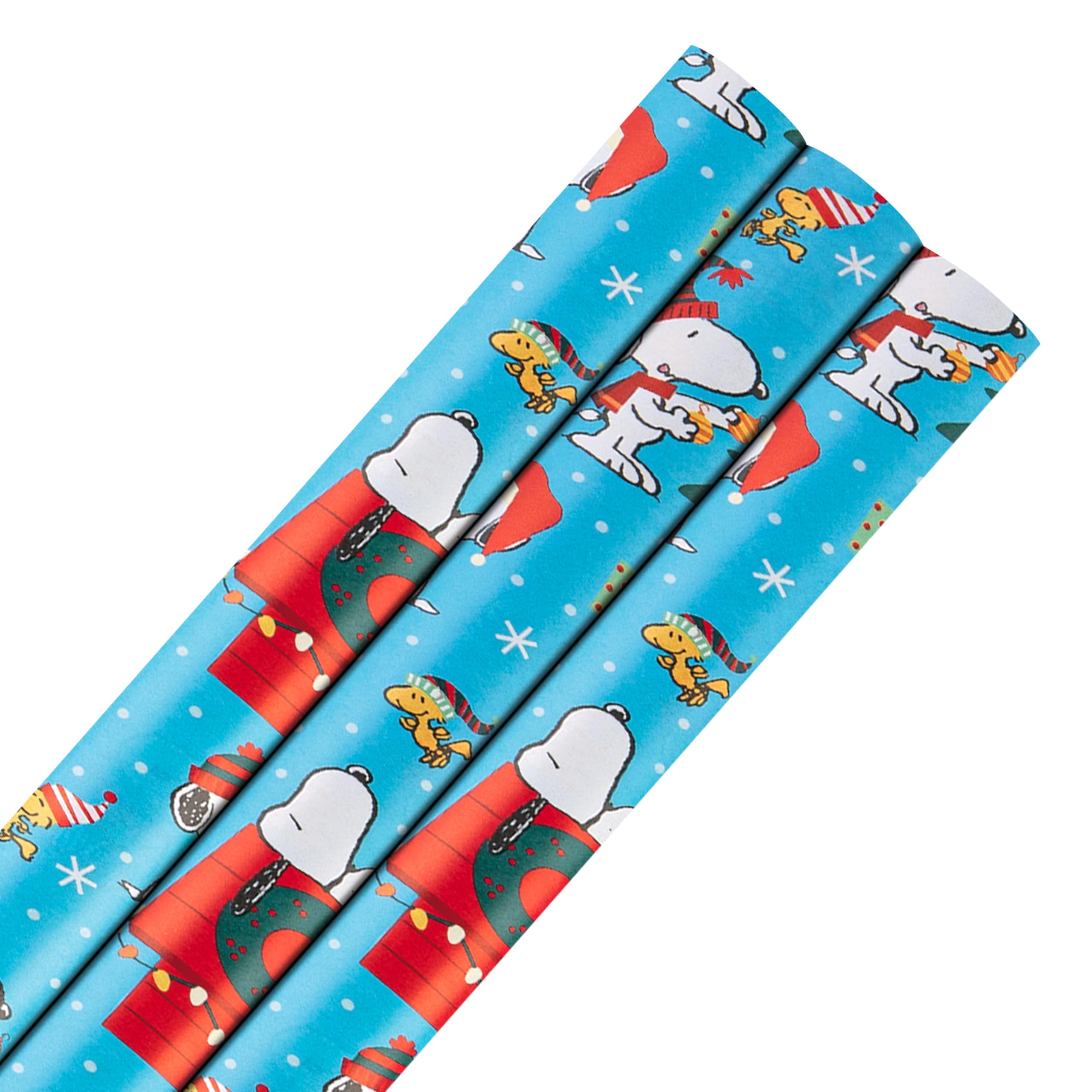 Hallmark6M Wrapping Paper, Pack of 3, Peanuts, Snoopy & Woodstock, 2M Each, ChristmasThe Forest Stewardship Council