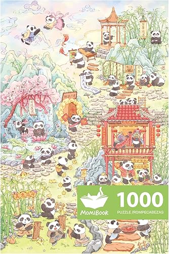 Miniatura 1 de MOMIBOOK Rompecabezas para adultos de 1000 piezas de panda cómodo, imagen de pintura flocada, chino, difícil, desafiante, difícil, imposible,