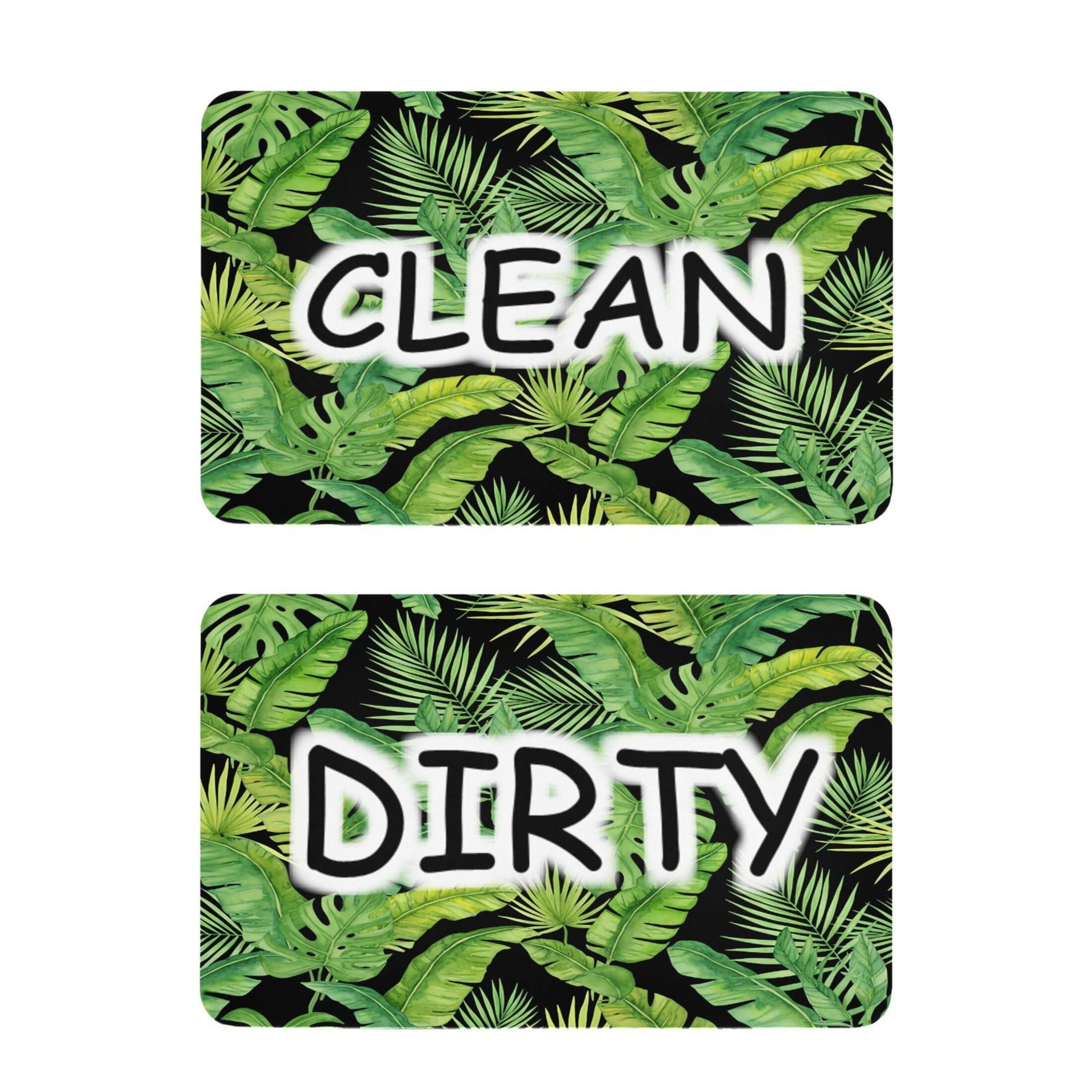 Kutsu Dishwasher Magnet Clean Dirty Sign Indicator, Palm Leaves Fridge Magnet, Easy to Read, 2 Pack
