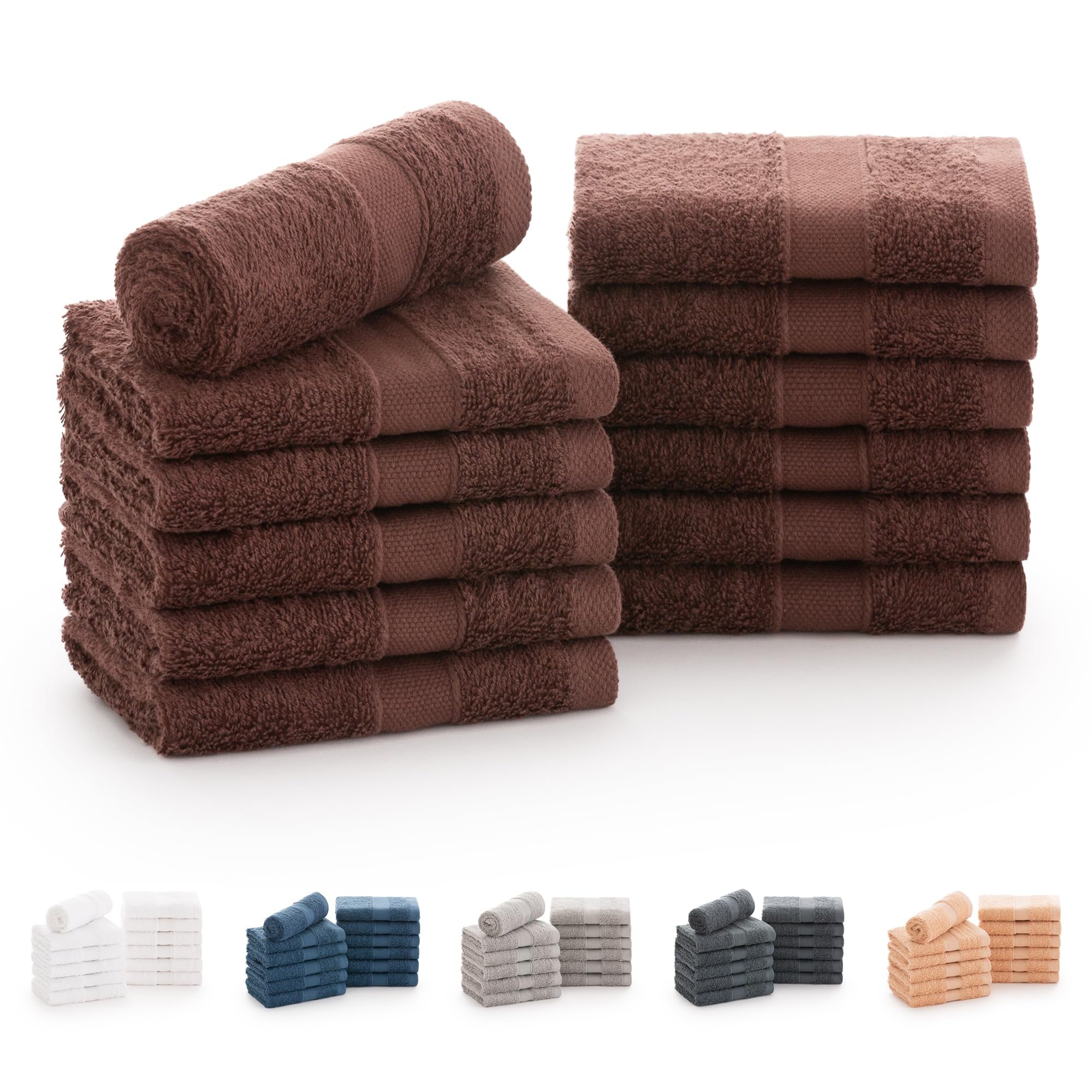 Todocama - Juego de 12 Toallas de Mano (30x30 cm) 100% Algodón Suave y Absorbente, 550 gsm Premium, (Blanco) — view 13