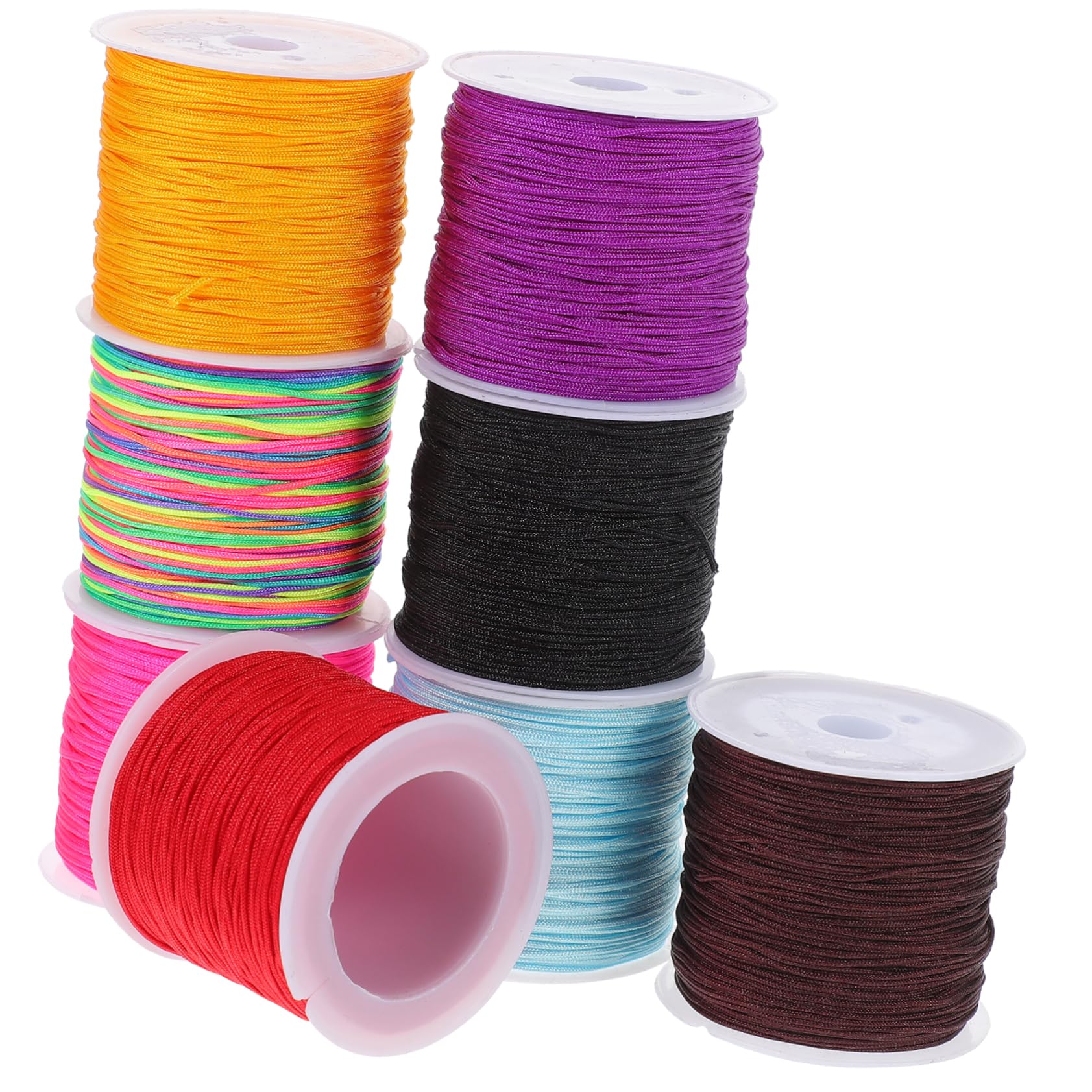 Cuerda Trenzada Hilo De Ganchillo para Tejer Hilo De Tejer De Colores Hilo De Bordar DIY Manualidades Cuerda Hilo De Frivolité Hilo para Tejer Nylon 8 Rollos*4