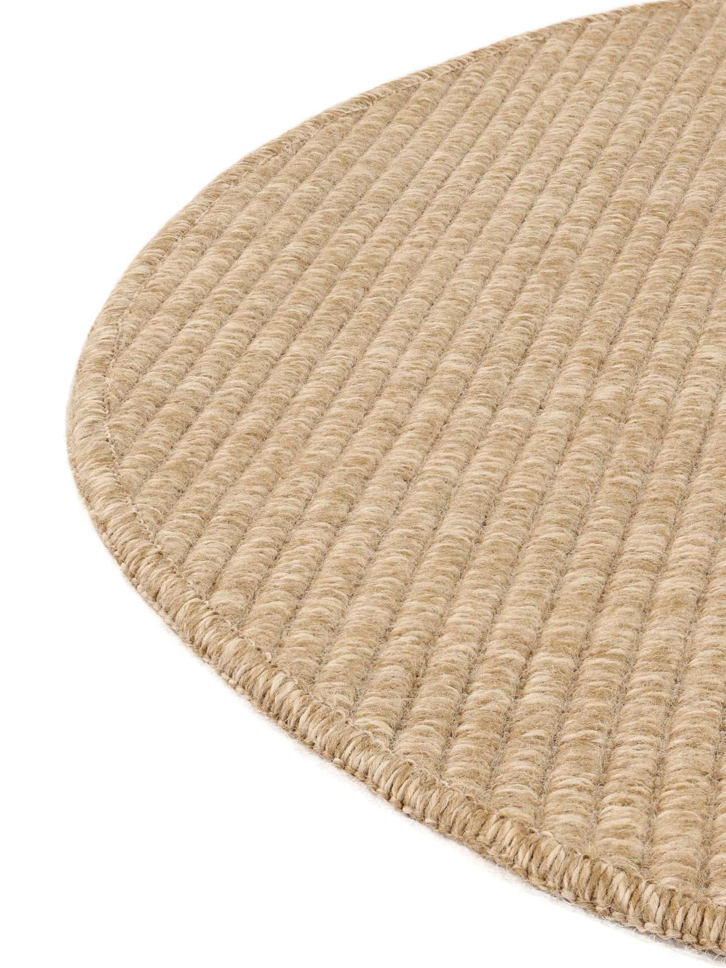 RugVista Jutte Alfombra Interior y Exterior, Redondo, Ø 100 cm, Beige | Modernas, Pelo medio, Lavado a mano, Oeko-Tex 100, Resistente a los rayos UV, Cocina, Pasillo, Patio