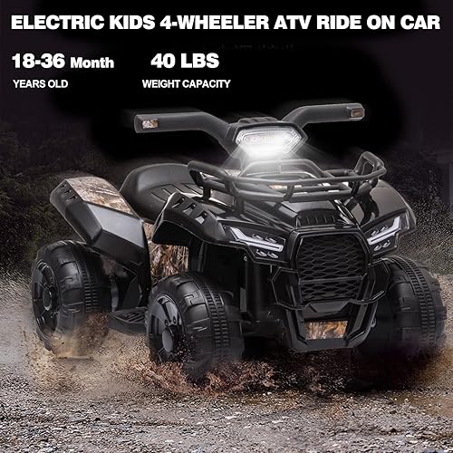 Miniatura 3 de Cuatrimoto eléctrica de juguete con baterías de 6 Voltios, 4 ruedas, faros, MP3, USB, control de volumen y un asiento grande para regalar a niños y
