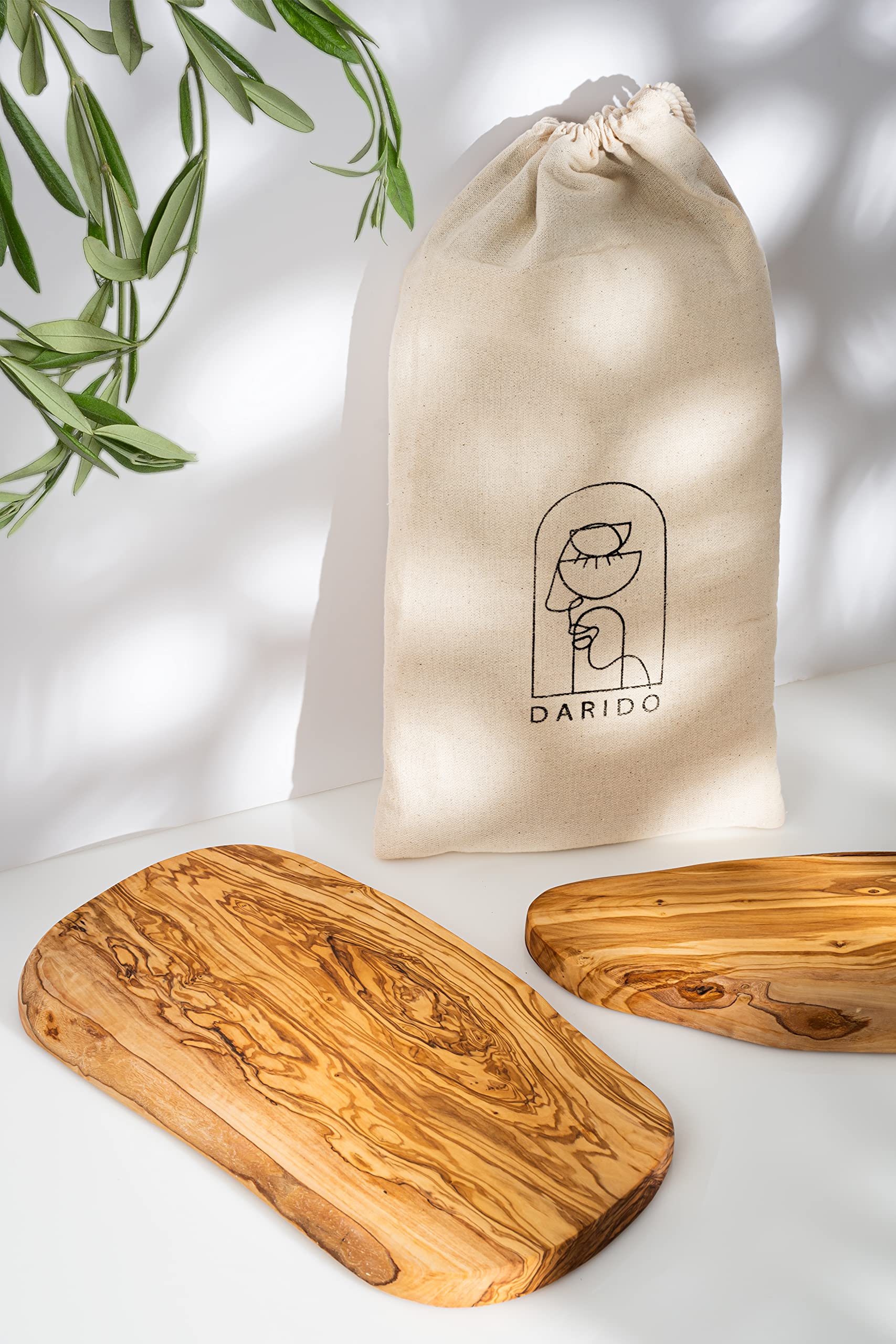 Tabla Cortar De Madera De Olivo Natural Reversible Hecho A Mano Aprox. 40 x 18 cm (+/- 3 cm) Tabla De Quesos, De Desayuno, De Servir, De charcutería, De Cocina