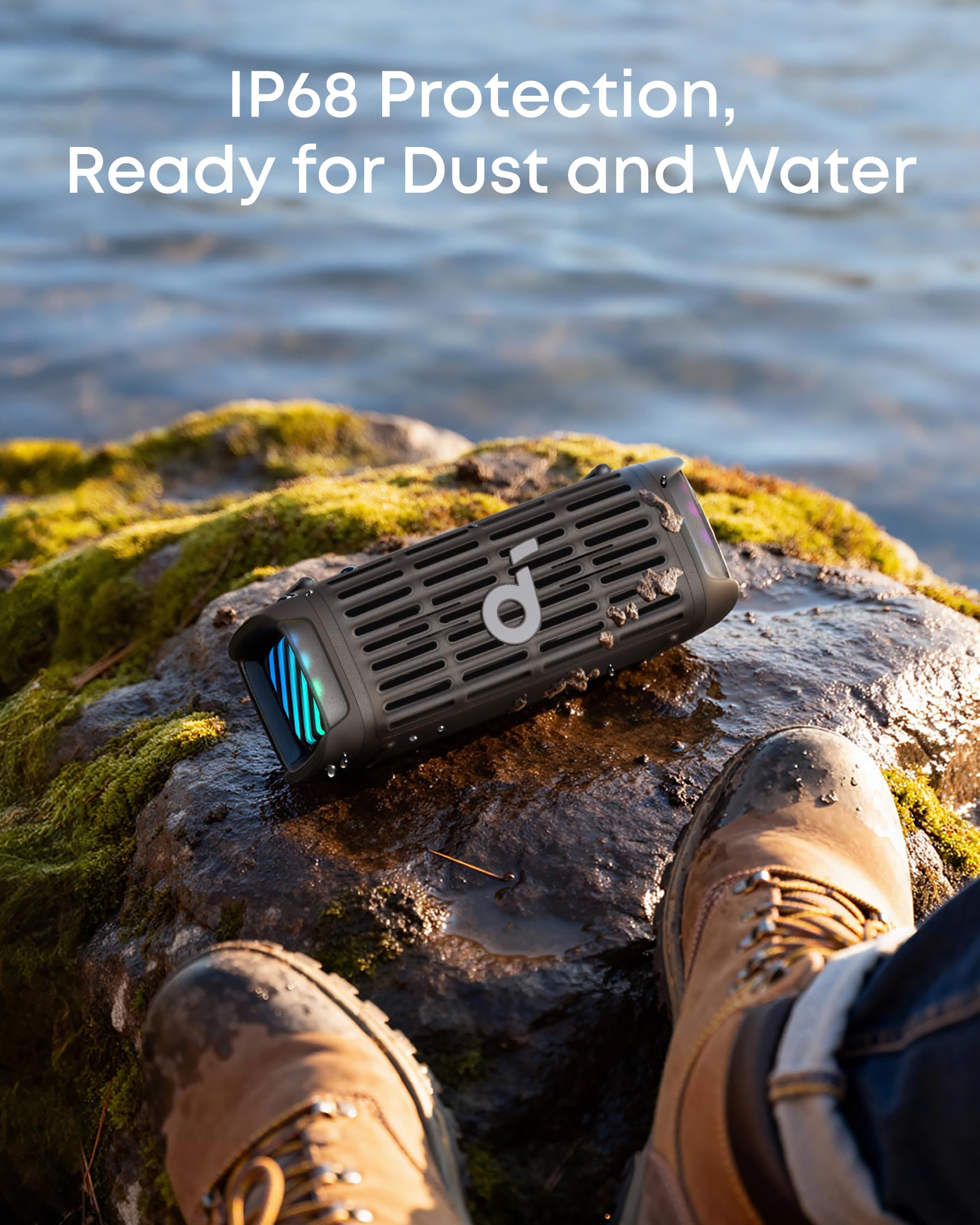 Soundcore Boom 3i de Anker, Altavoz Bluetooth de Exterior, IP68, Flotante, Resistentes al Agua Salada, BassUp 2.0, Altavoz portátil de 50 W, Bluetooth 5.3, 16 h, TWS, Kayak/Pesca/Camping