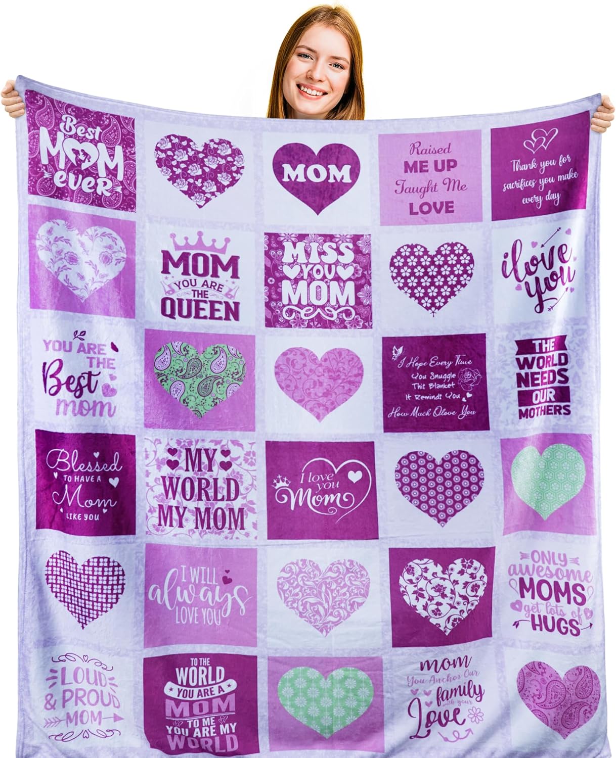 Mom Blanket Gifts for Mom from Daughter or Son, Soft Cozy
