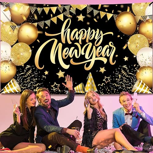 Miniatura 8 de KatchOn, Cartel XtraLarge de Feliz Año Nuevo  72 x 44 pulgadas  Decoraciones de Feliz Año Nuevo 2024  Cartel de Año Nuevo 2024 para decoraciones de