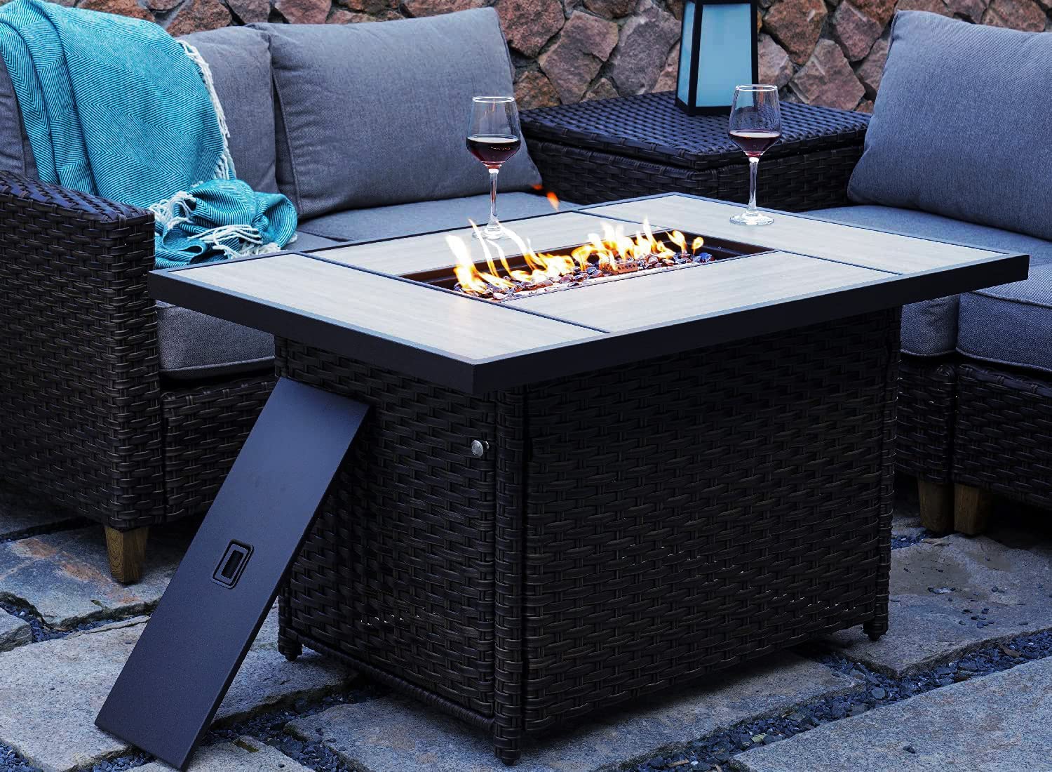 Grand Patio Outdoor Gas Fire Pit Table, 43 Inch 50,000 BTU Rectangle