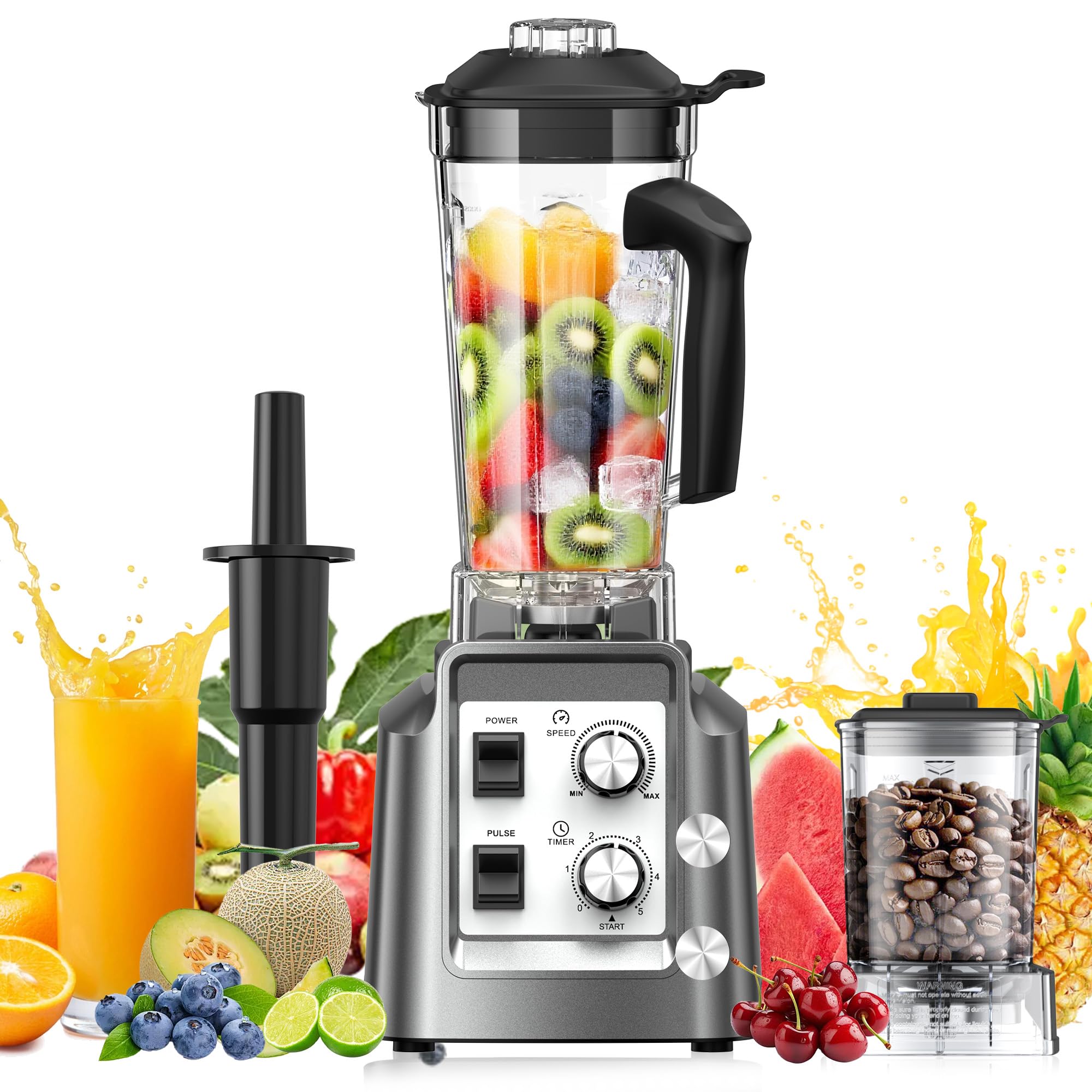 Teendow Standmixer 1800W 2L Hochleistungsmixer mit 0.6L Mühle